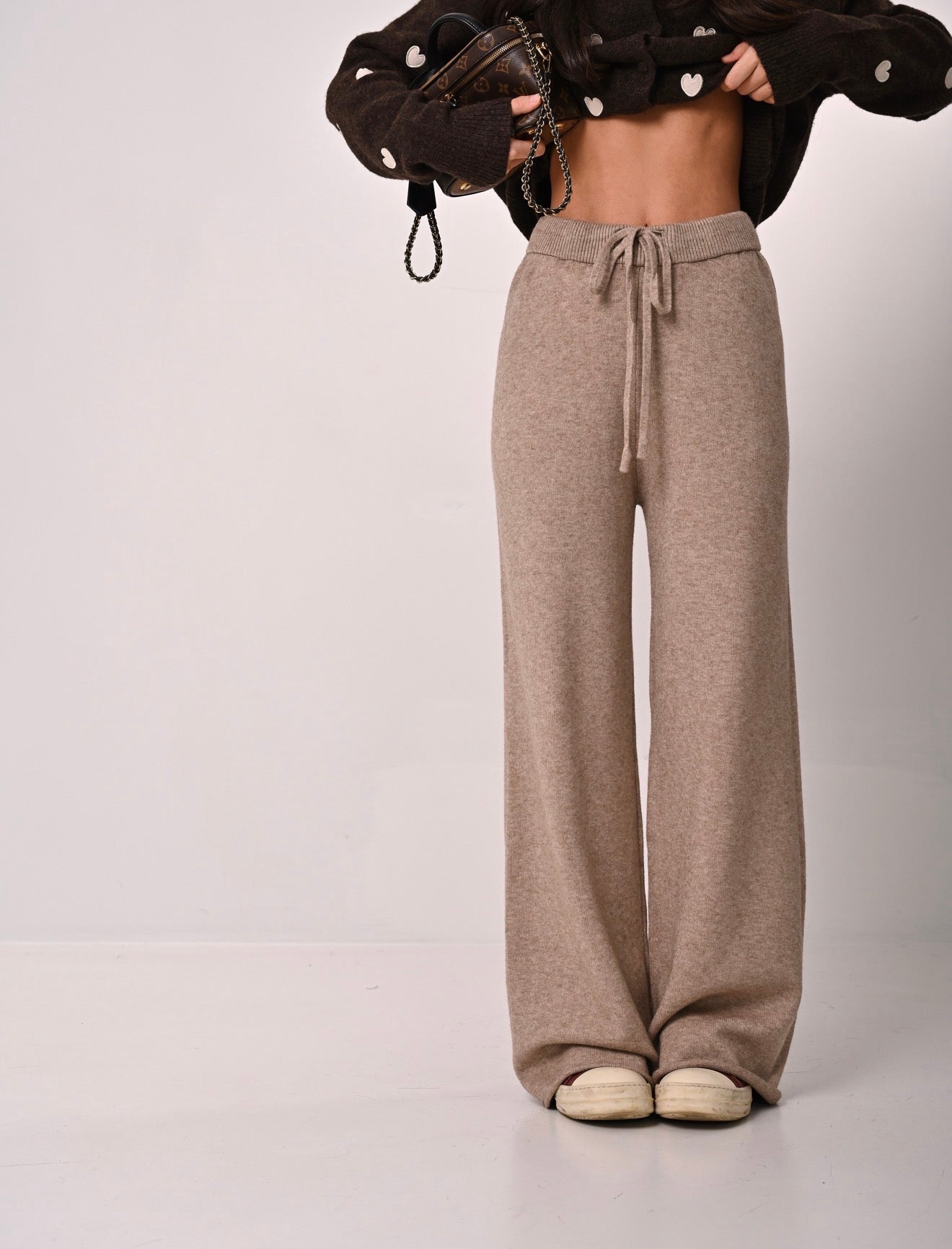 PANTALONI LANA RASATA ANIKA BEIGE