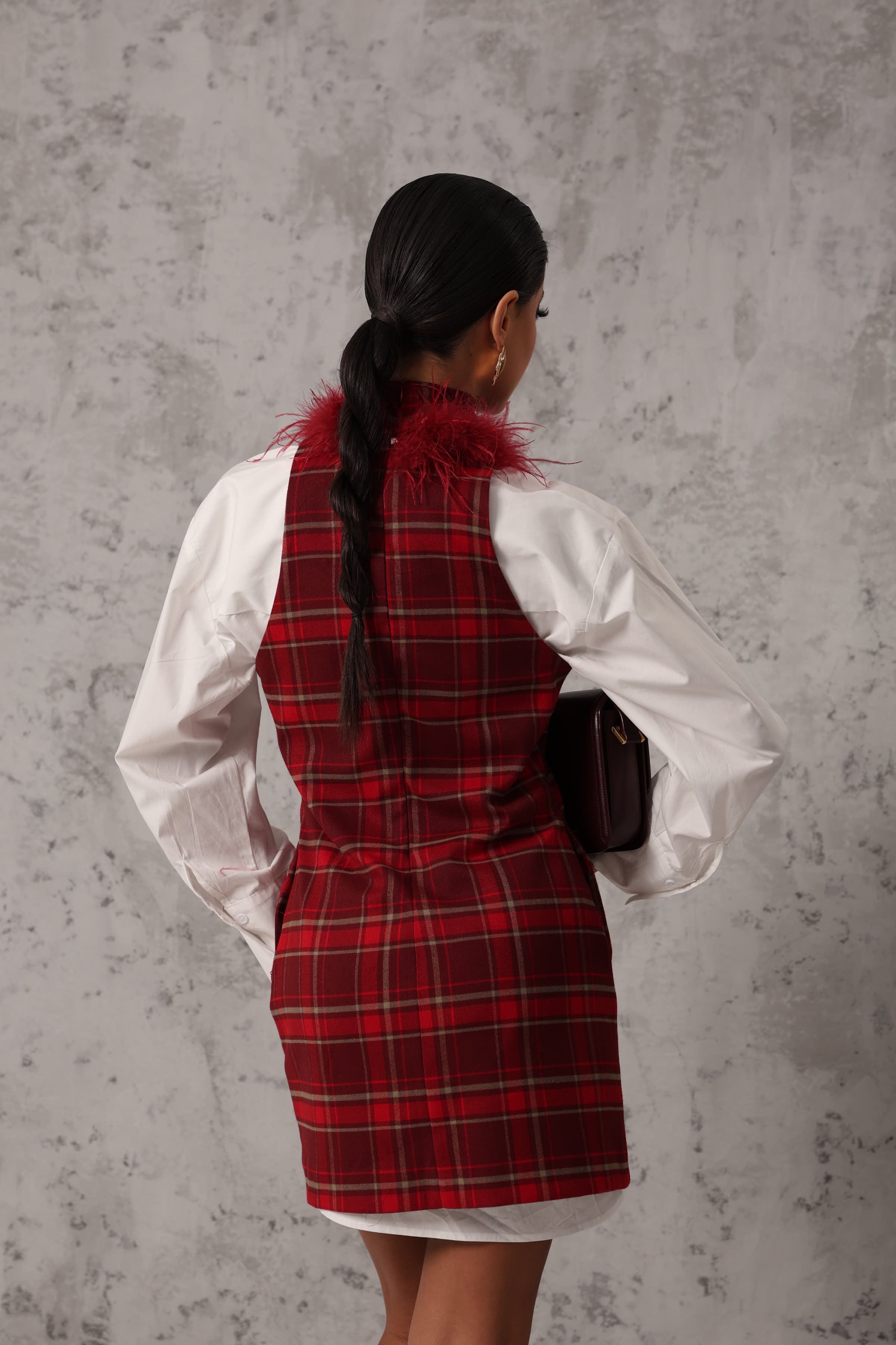 VESTITO SCOZZESE PLUMAS ROSSO BY LUMINA