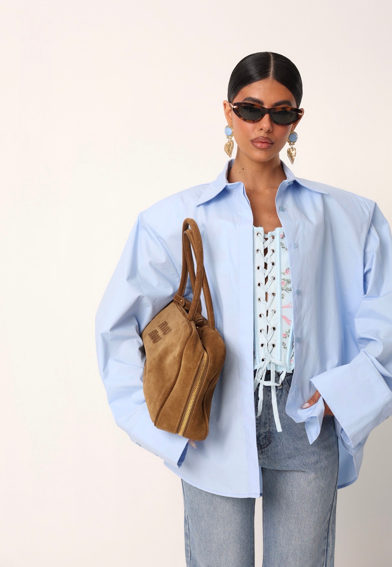 CAMICIA SPALLINE ALLEGRA AZZURRA