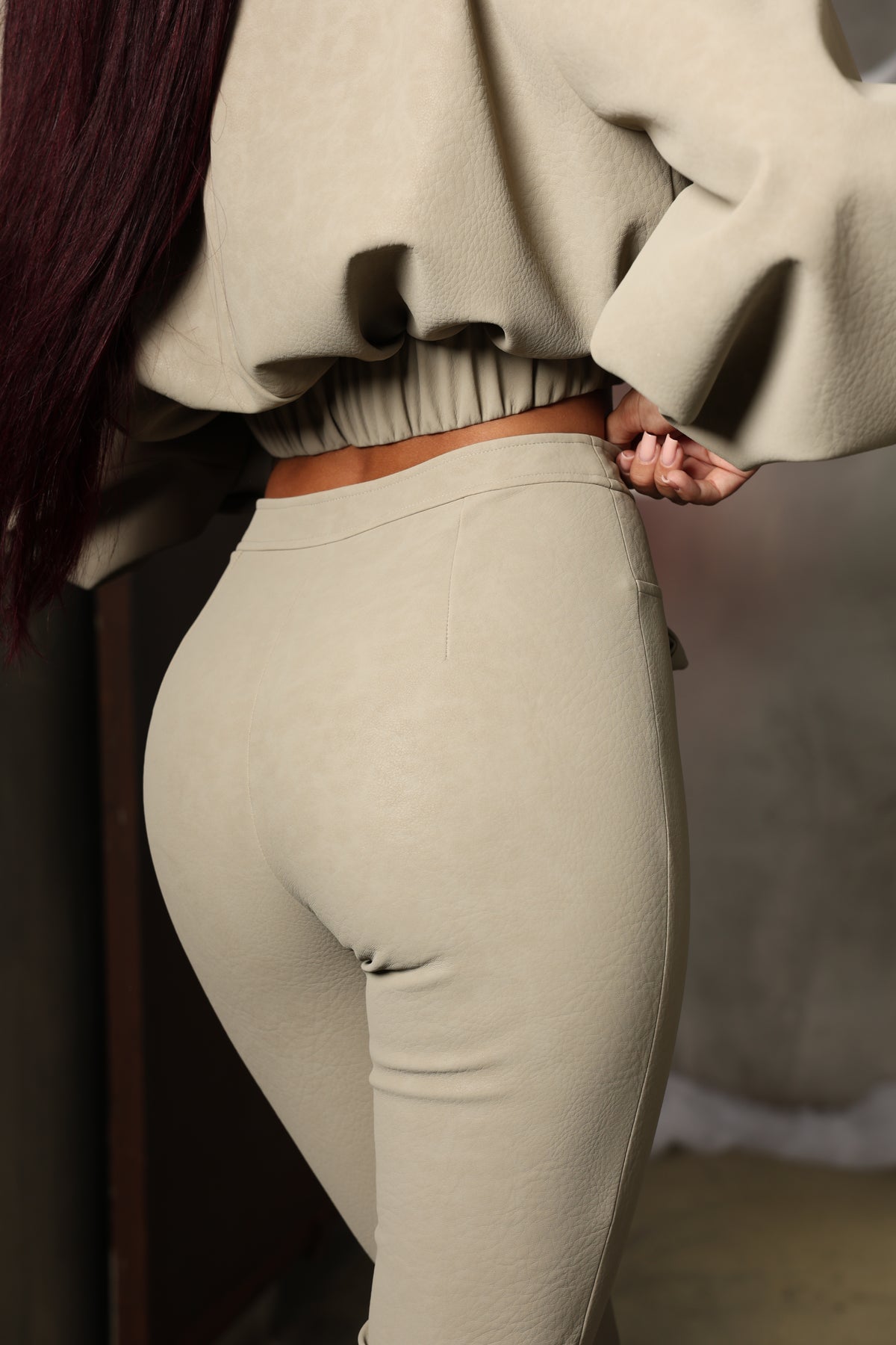 PANTALONI ECOPELLE BUFFY BEIGE BY MARZIA MANGO
