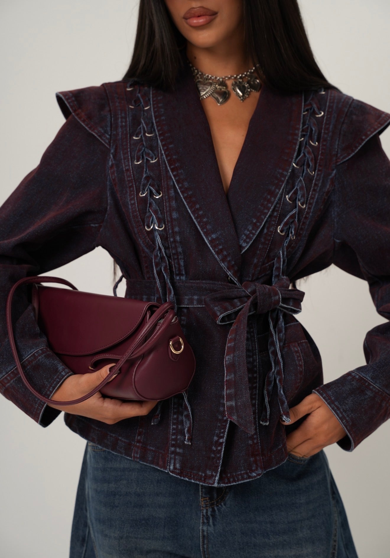 Giacca stringhe Trecy bordeaux