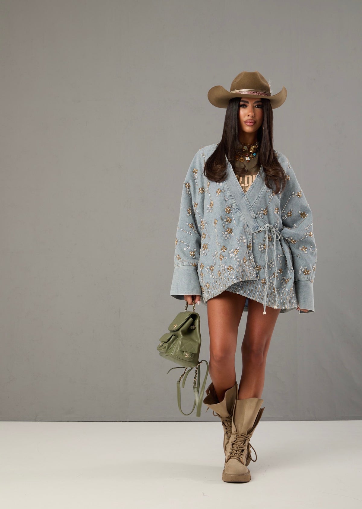 GIACCA PAILLETTES FEDRA DENIM CHIARO