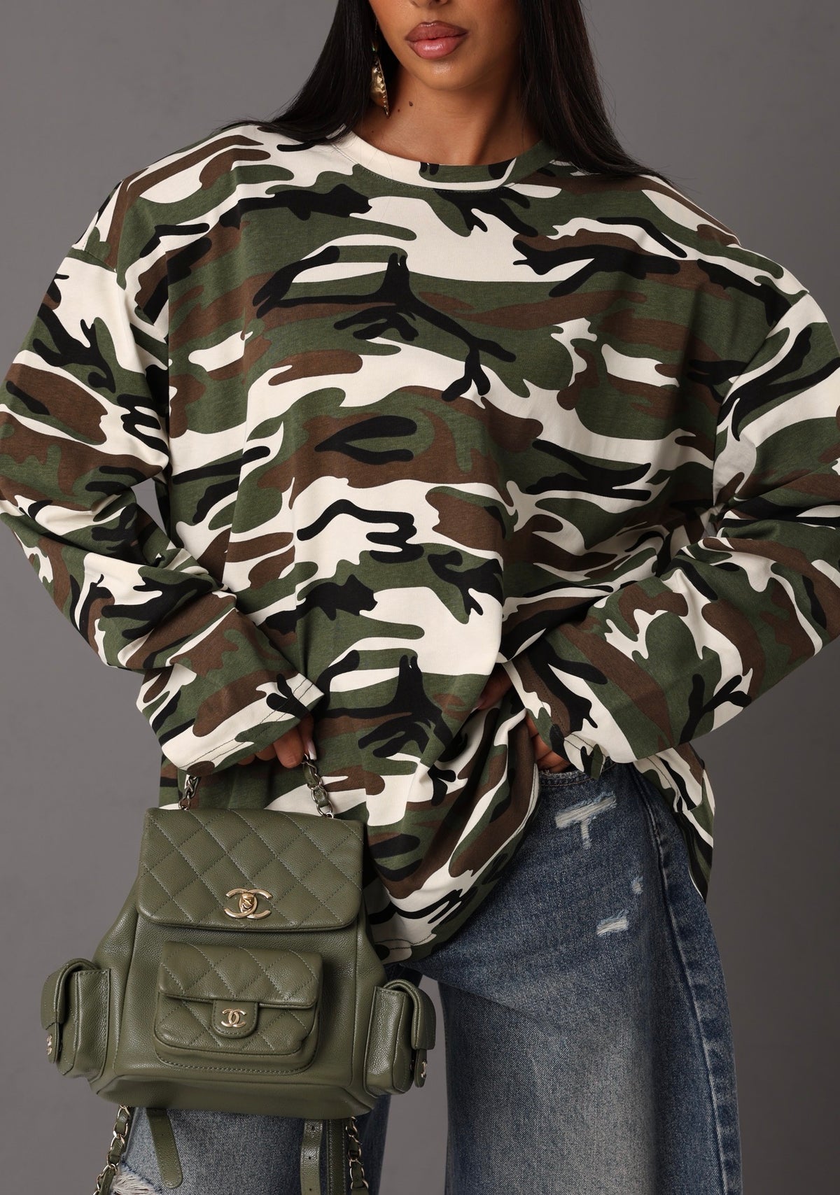 MAGLIA SPALLINE CAMOUFLAGE LUNA VERDE