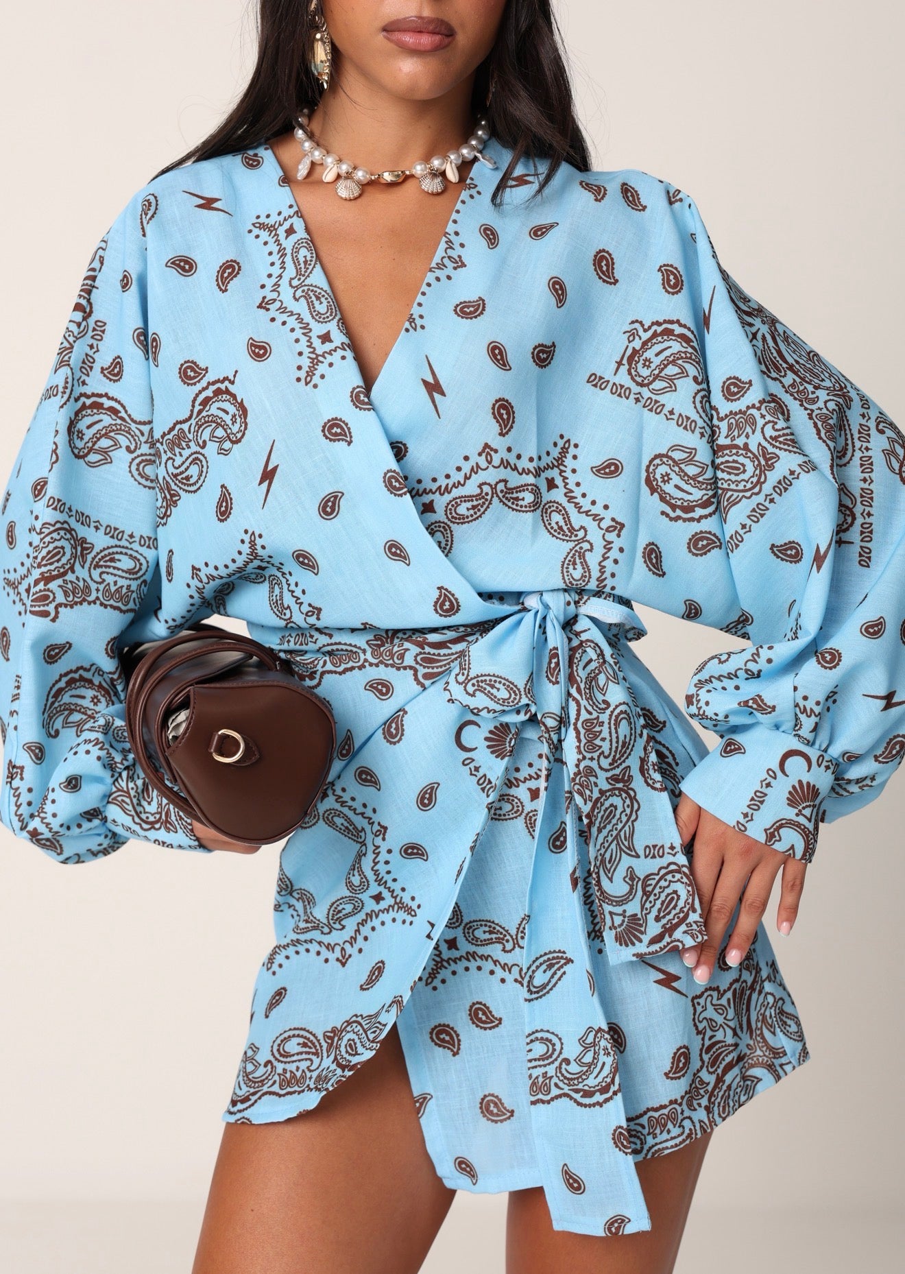 VESTITO PAISLEY CALINE AZZURRO