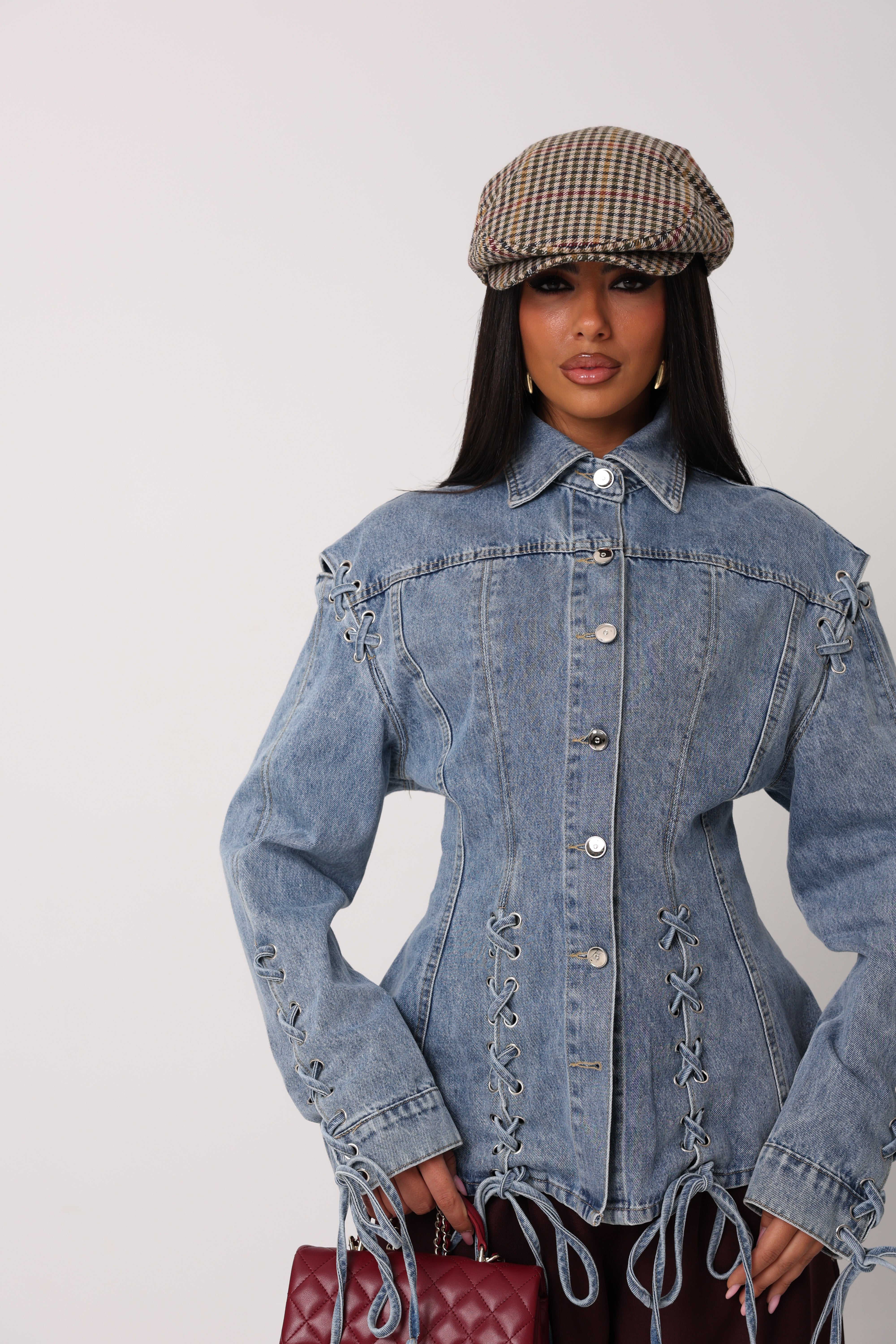 CAMICIA STRINGHE ILEA DENIM CHIARO