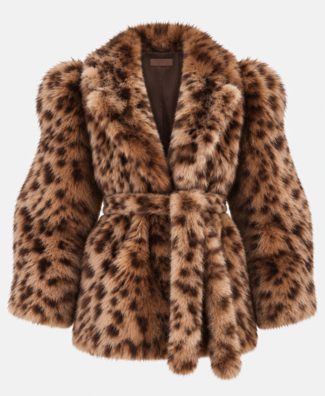 ECOPELLICCIA ANIMALIER COURMAYEUR BEIGE + CINTURA BY LUMINA