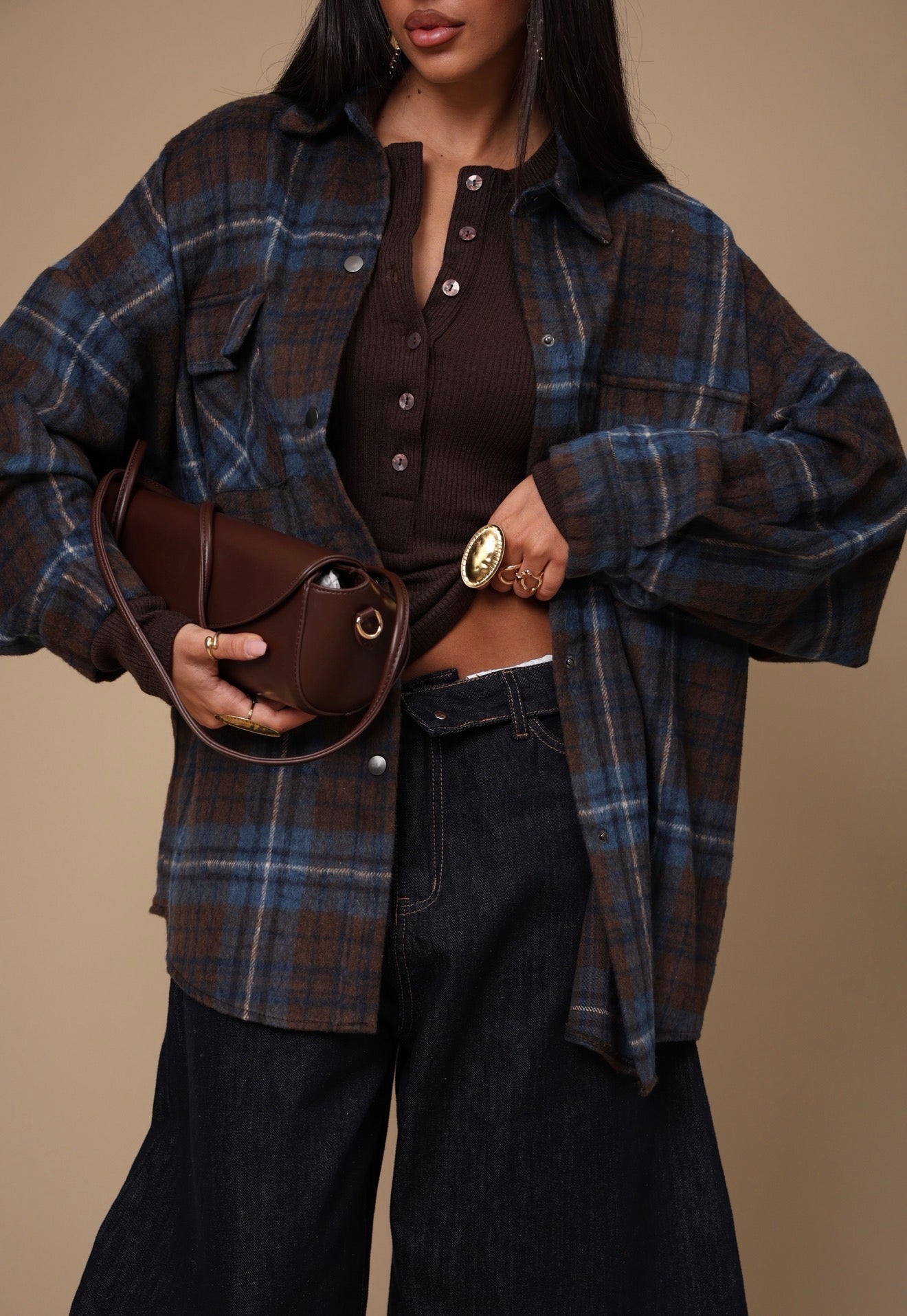 CAMICIA TARTAN ZAIRA BLU/MARRONE