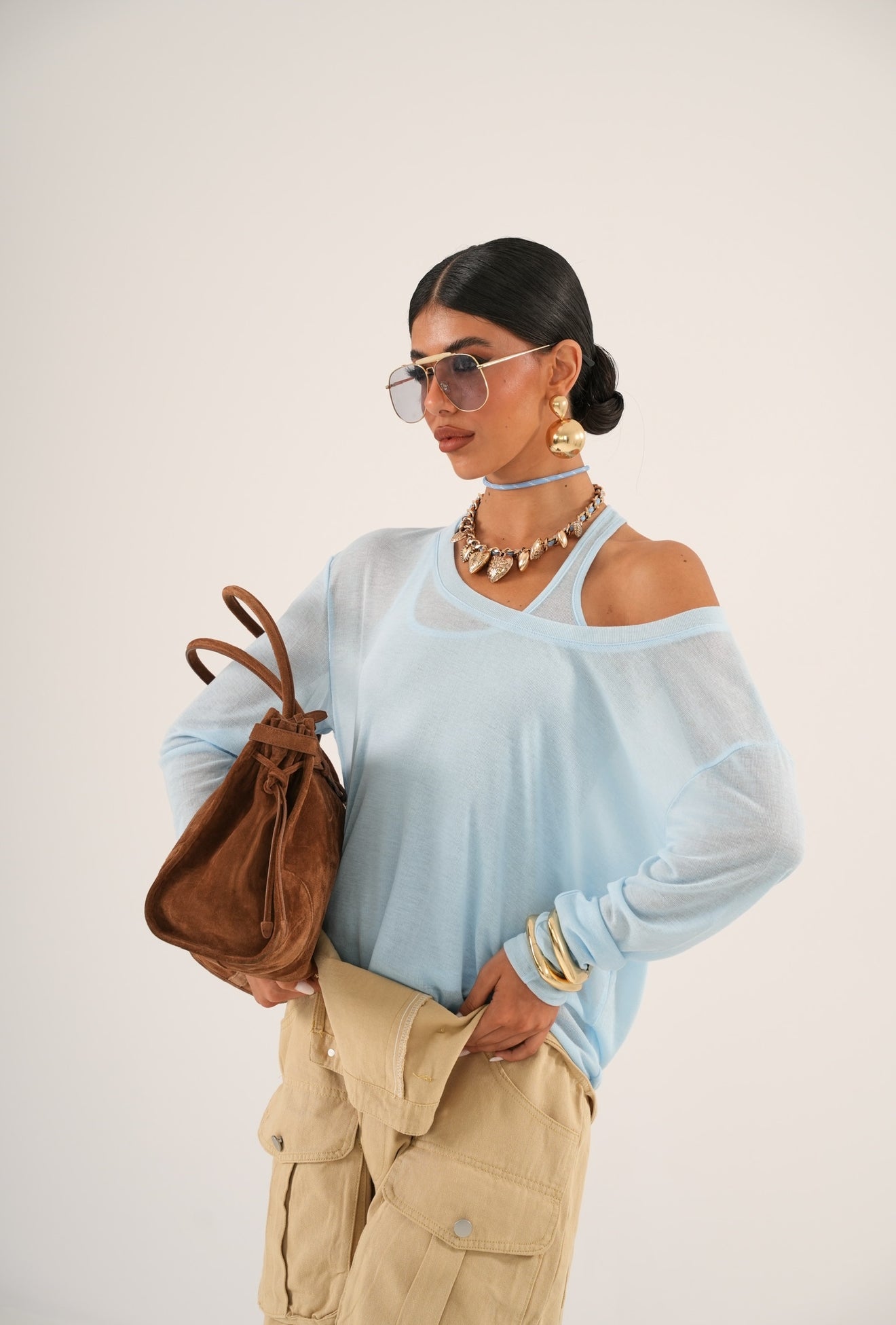 CANOTTA/MAGLIETTINA MARBELLA CELESTE 2 PEZZI