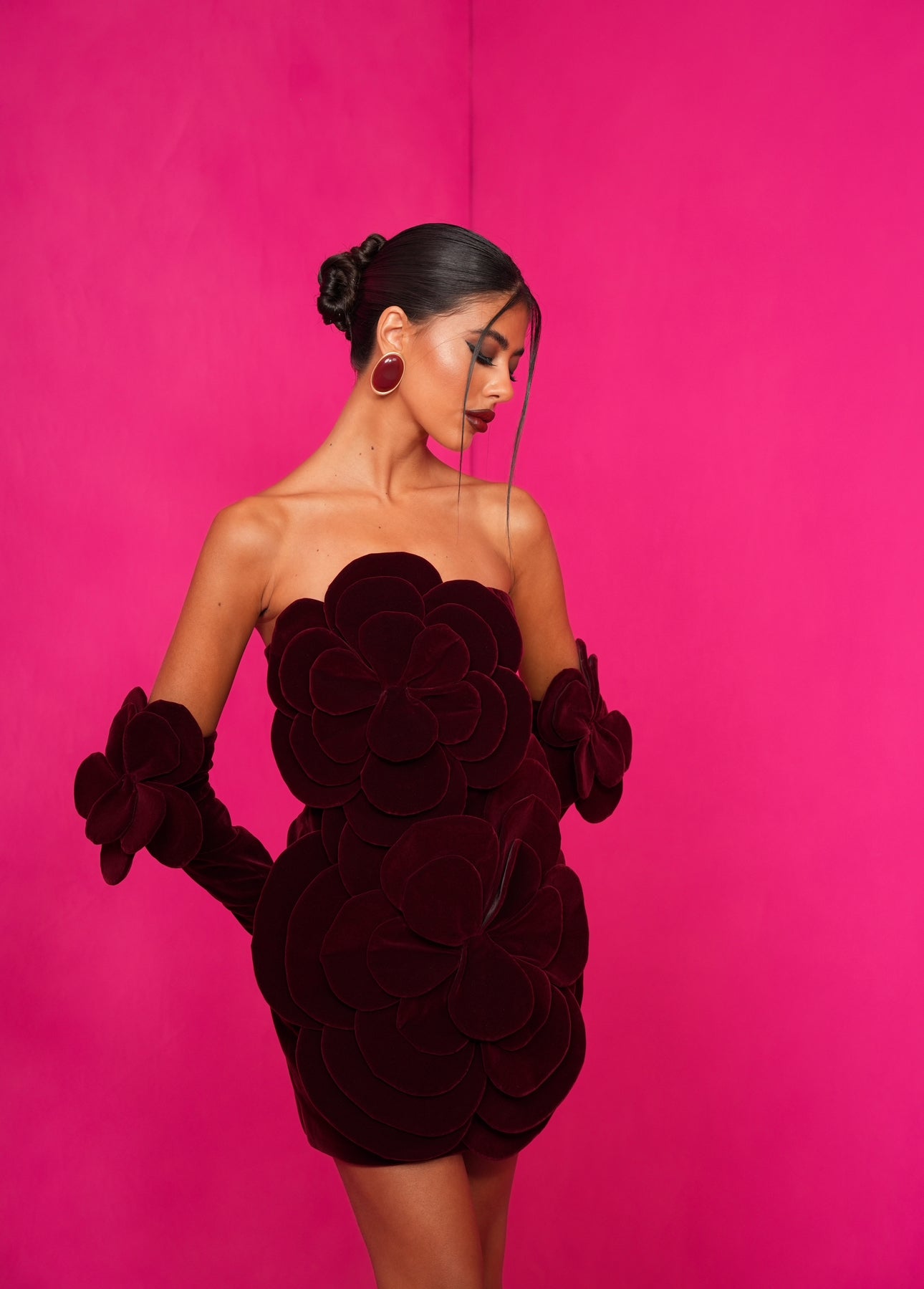 Vestito ciniglia Senorita bordeaux + manicotti