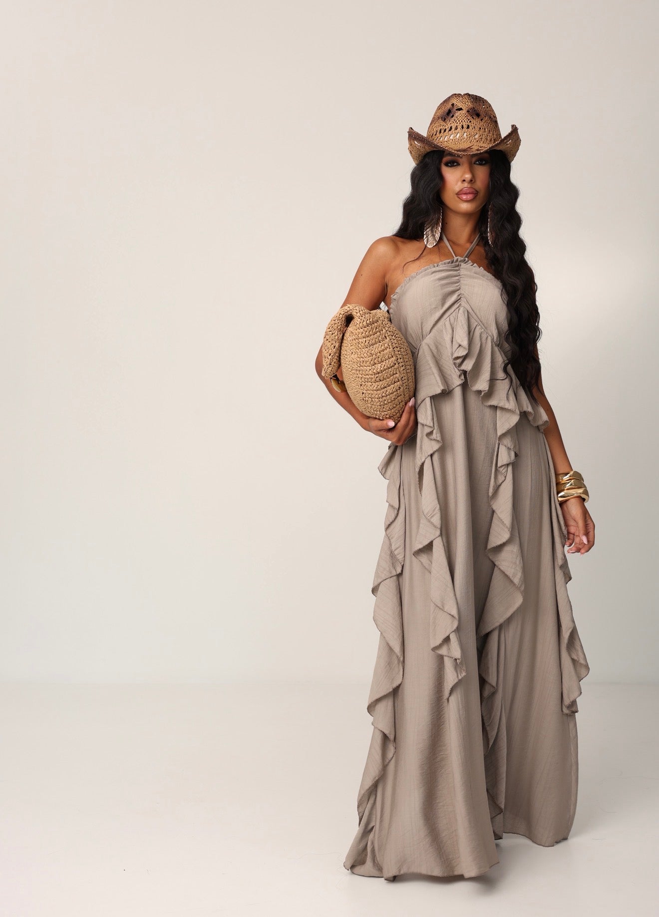 VESTITO ROUCHES CARTAGENA BEIGE