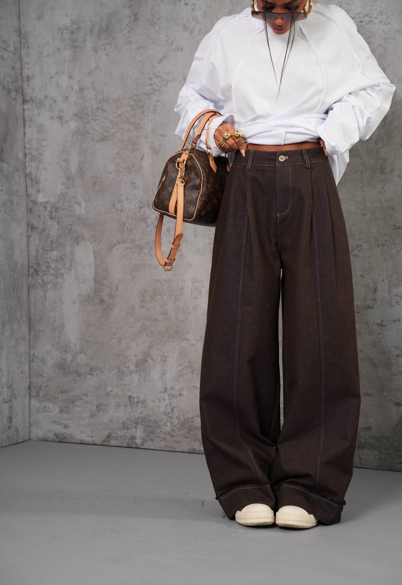 Jeans piegone Angy marrone