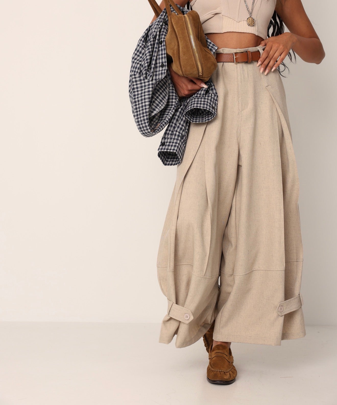 PANTALONI SIMIL LINO NOBU BEIGE