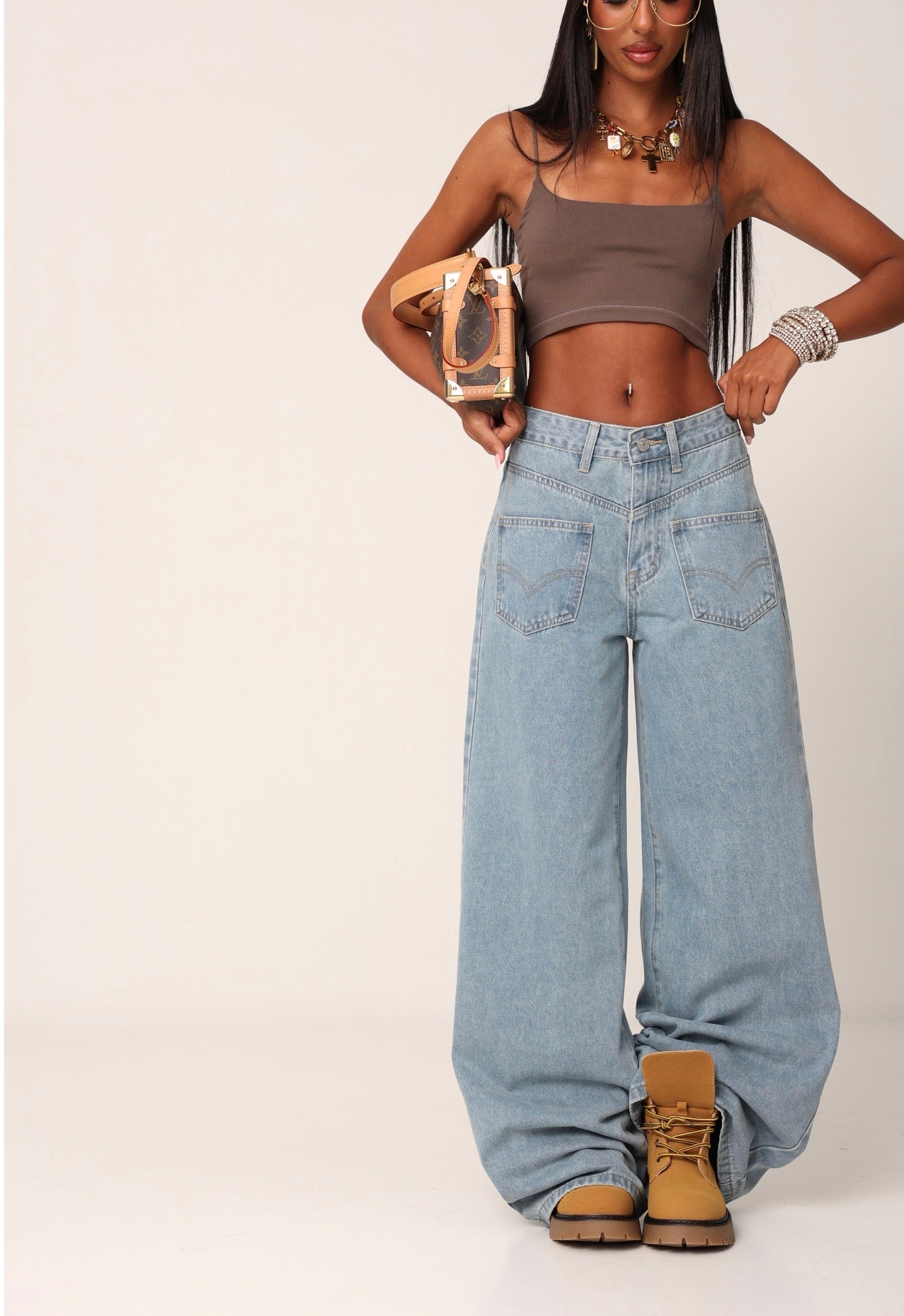 JEANS PALAZZO ALENA DENIM CHIARO