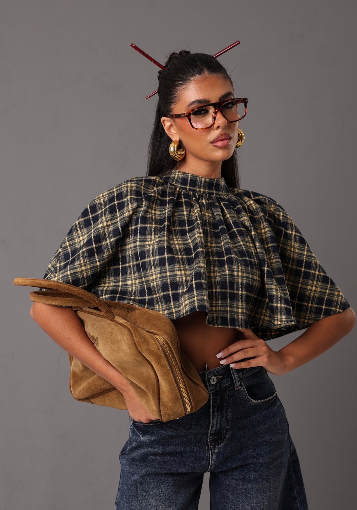 TOP TARTAN RITA GIALLO/BLU