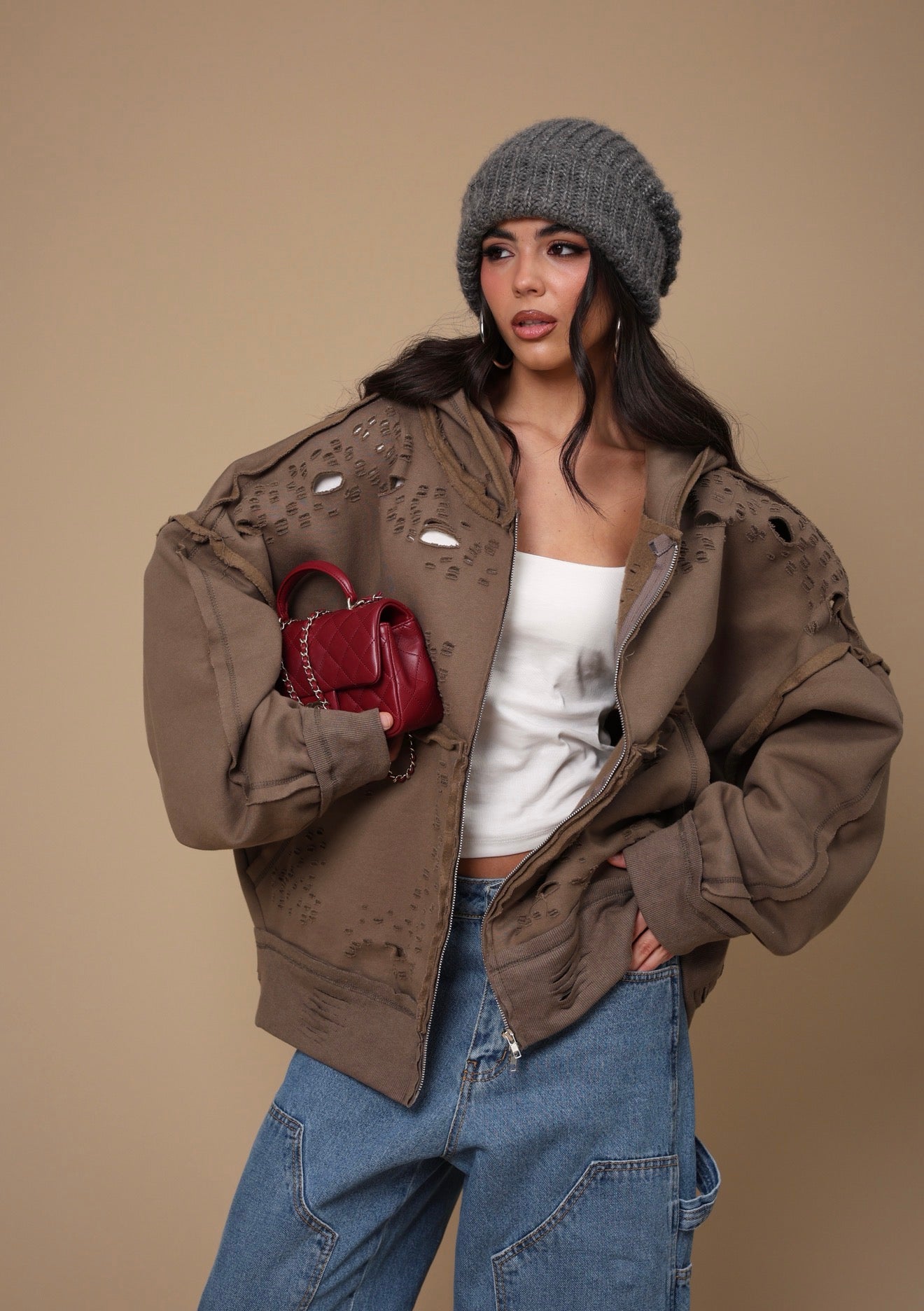 FELPA ROTTURE HURY MARRONE