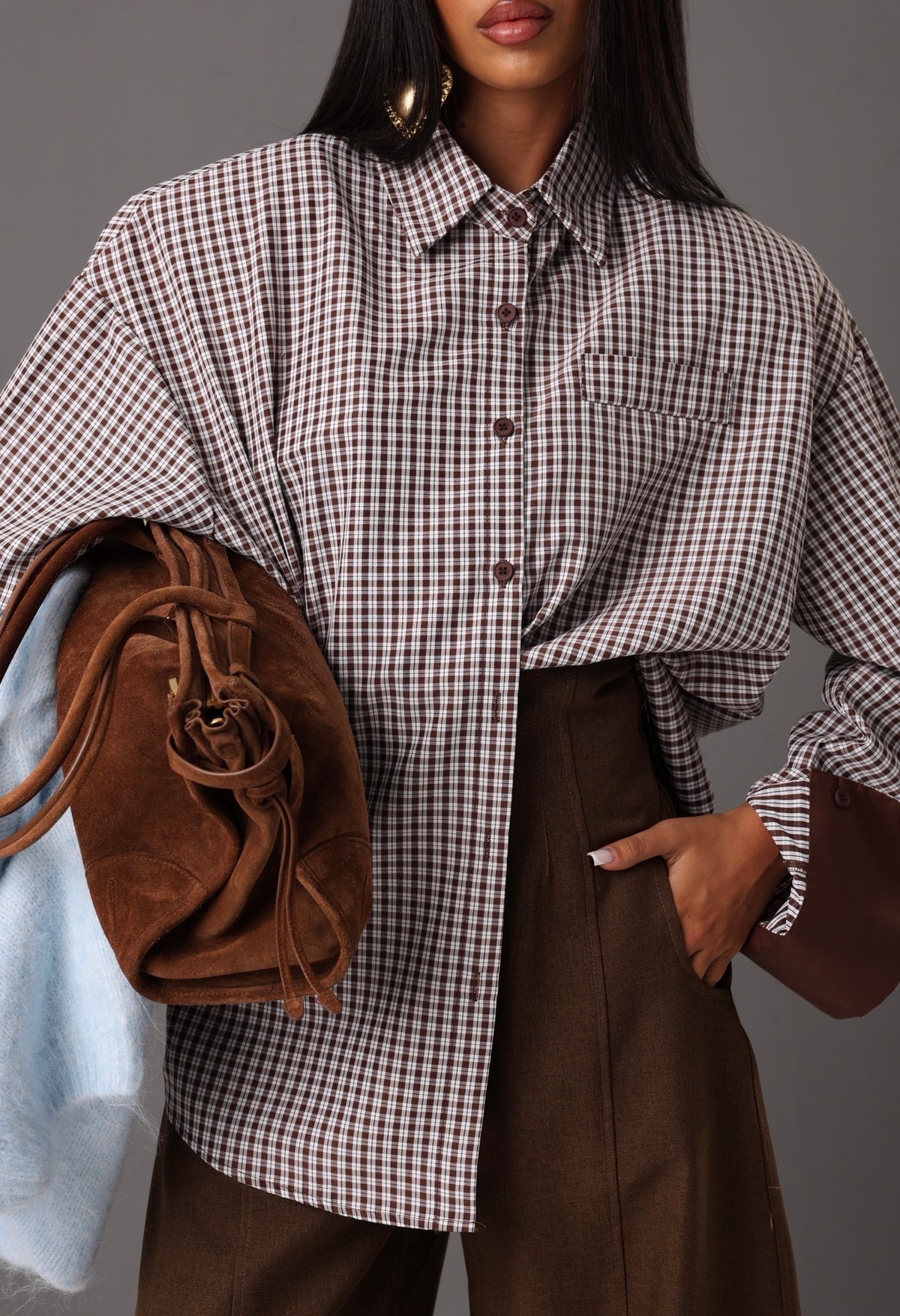 CAMICIA QUADRETTI ELLA MARRONE