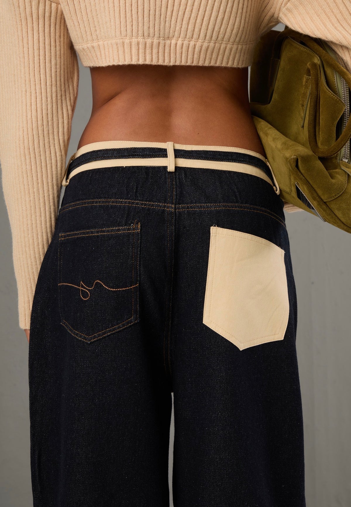 JEANS ALVARO DENIM SCURO/BEIGE