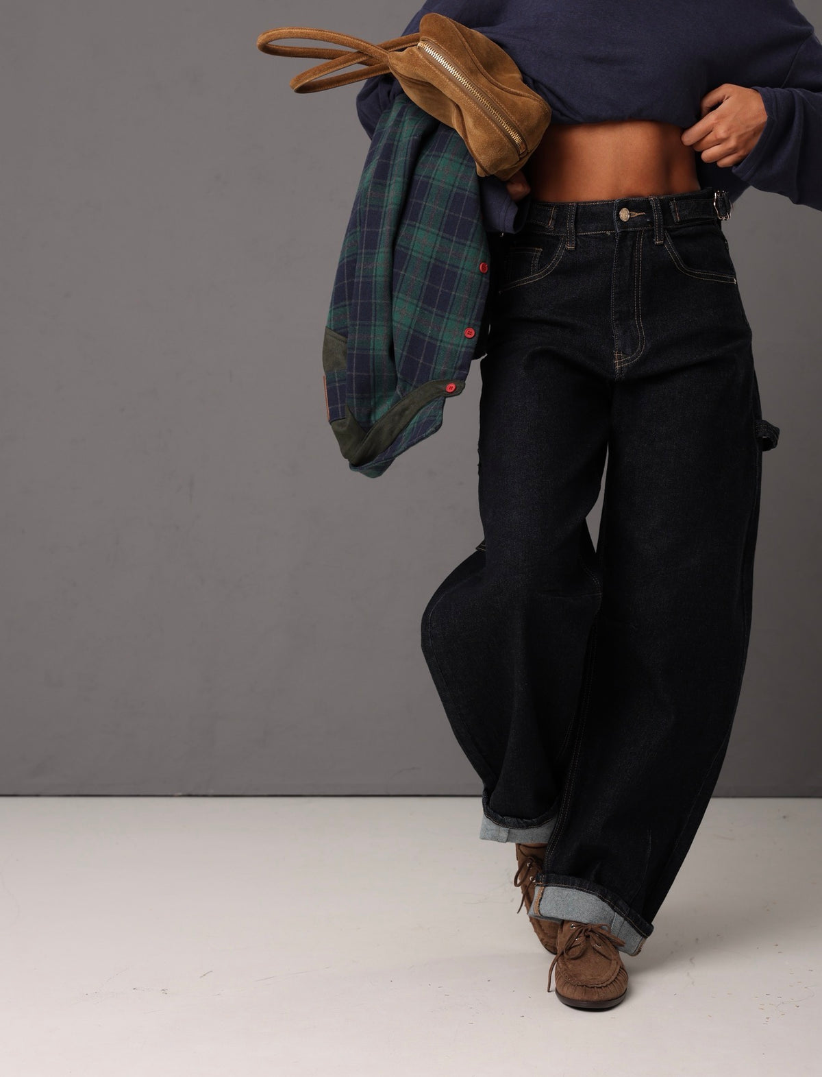 JEANS CELISIA DENIM SCURO + FIBBIE ORO