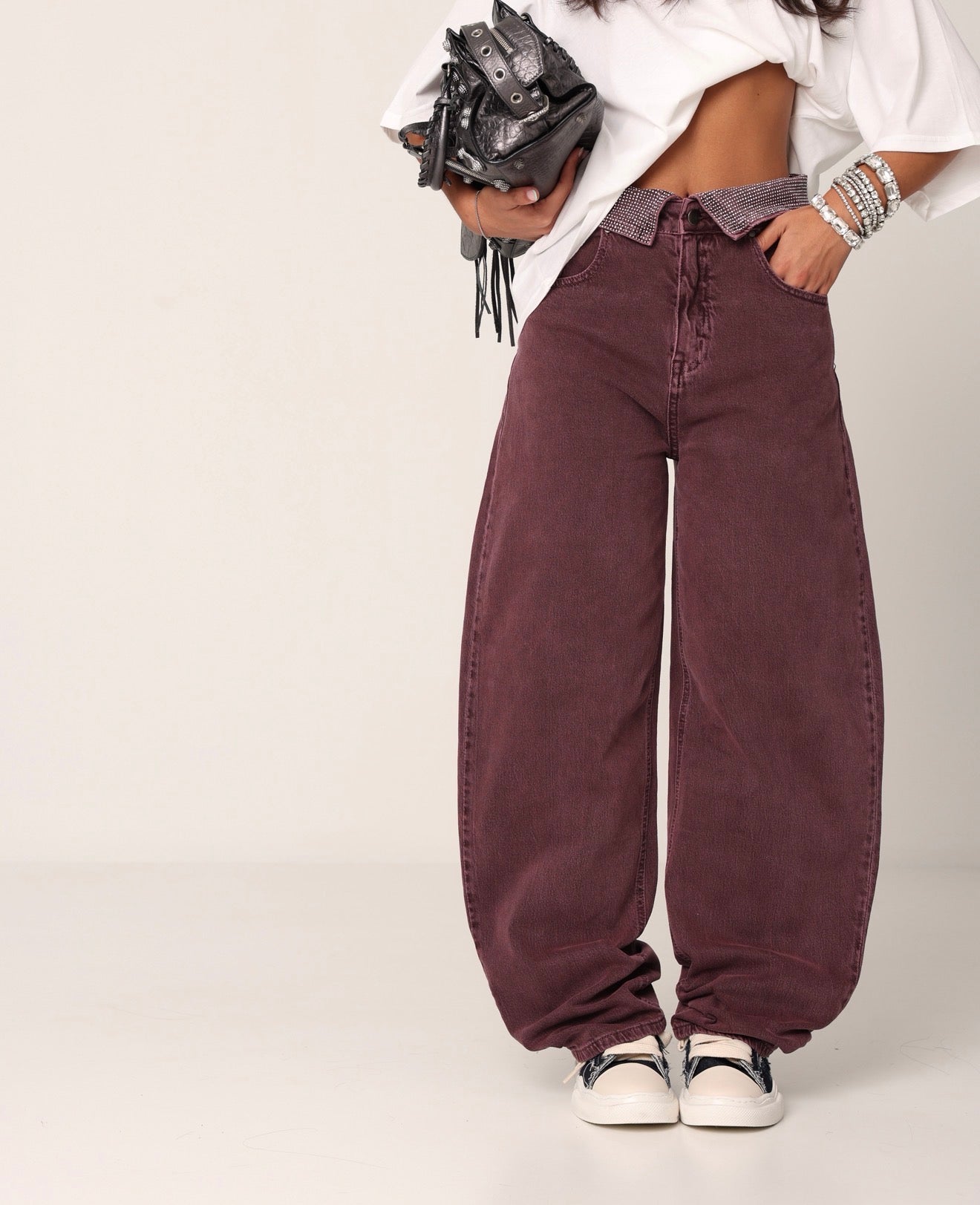 JEANS BUSTINO STRASS AMELIA BORDEAUX