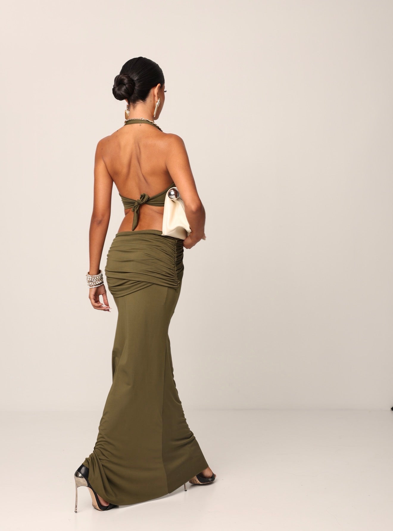 VESTITO INCROCIO PASSIONE VERDE OLIVA