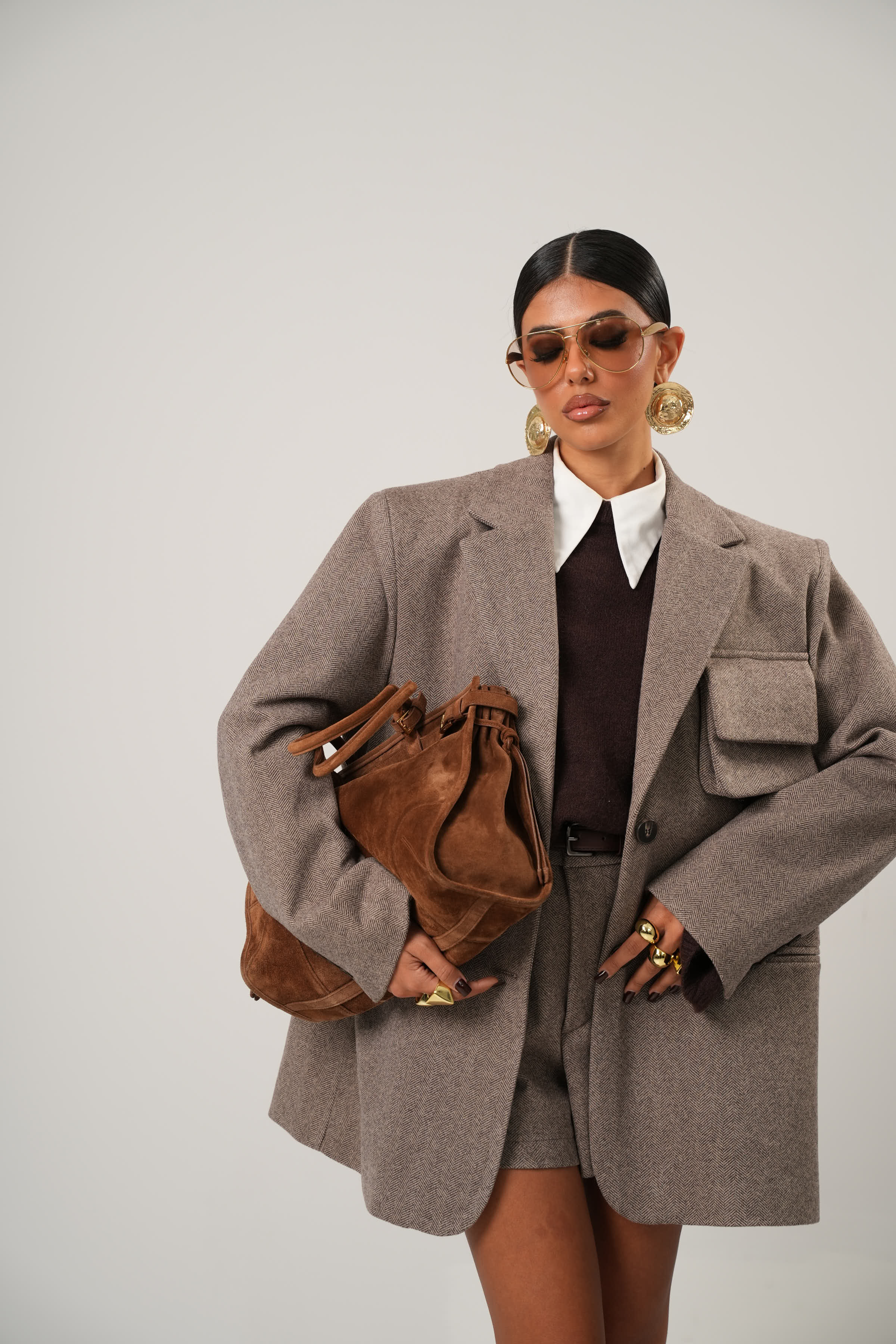 GIACCA SPIGATA GARSIA MARRONE BY LUMINA