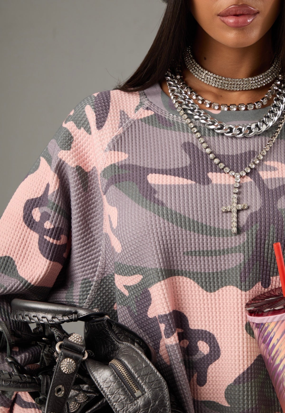 MAGLIA CAMOUFLAGE ANCILLA ROSA/LILLA
