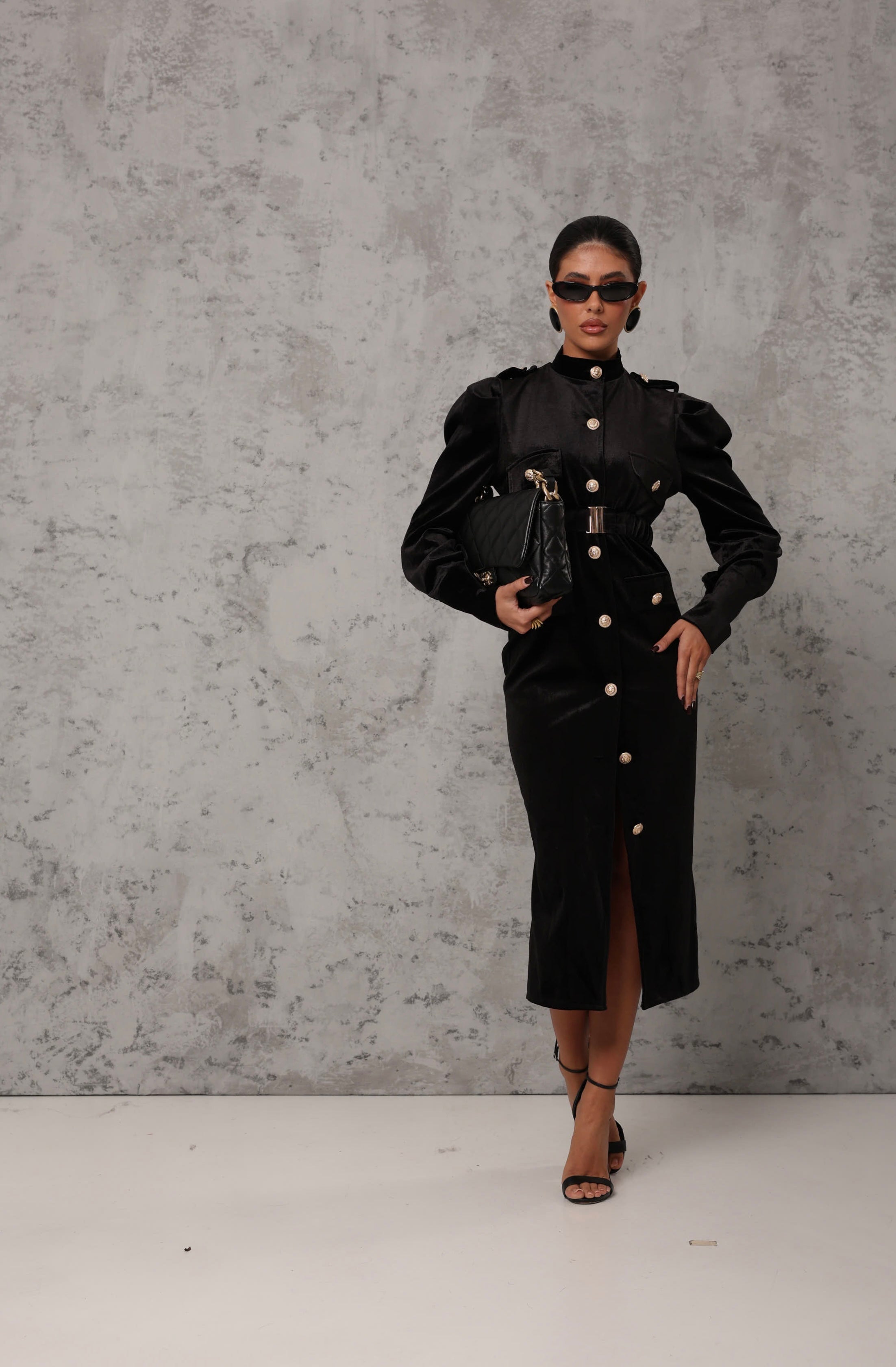 VESTITO VELLUTO ELISABETTA NERO