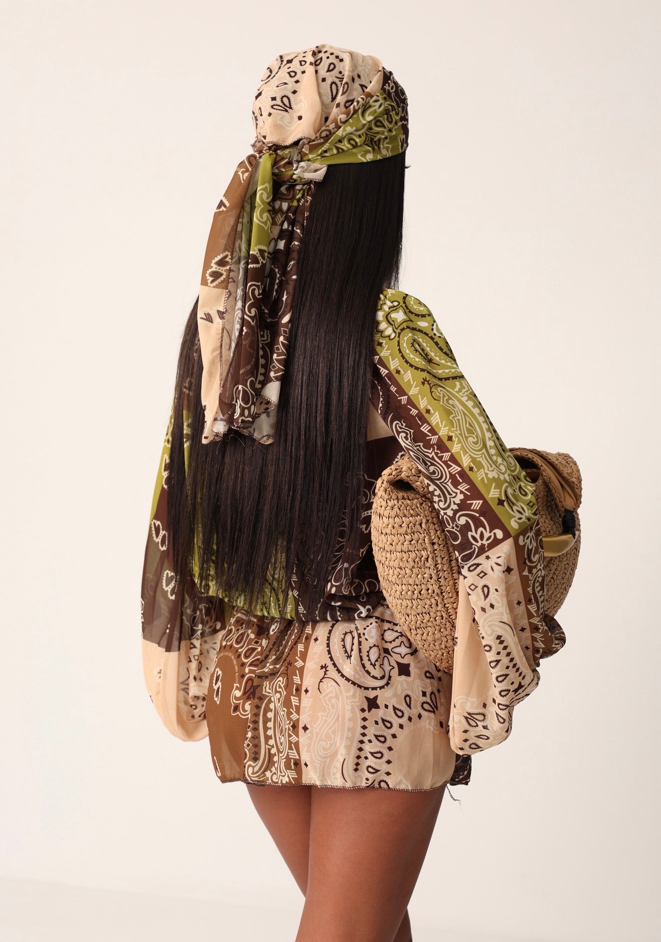 VESTITO PAISLEY KUMA BEIGE/VERDE