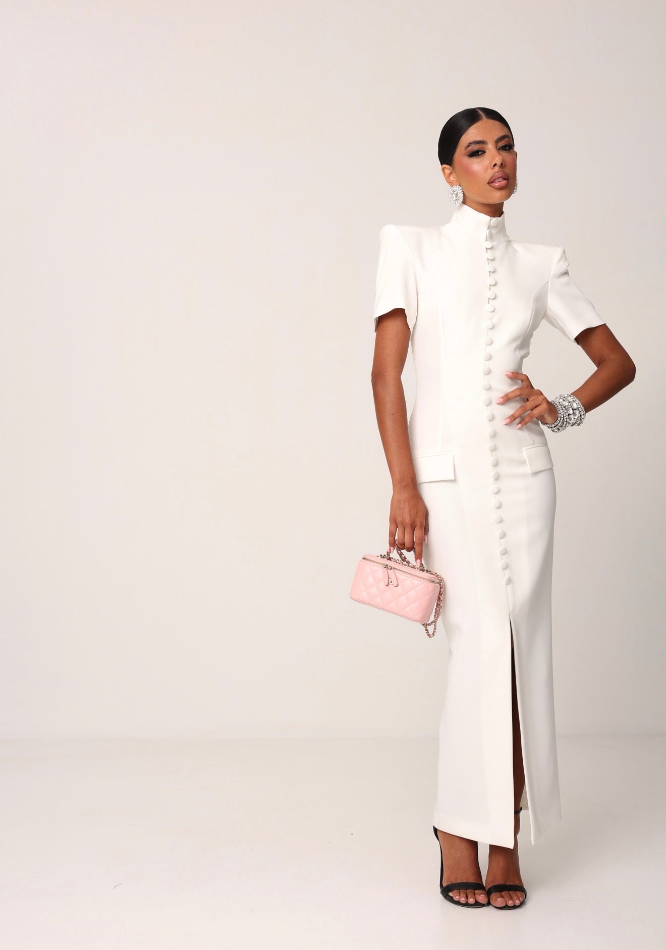 VESTITO BOTTONI KASTRO BIANCO BY MARZIA MANGO