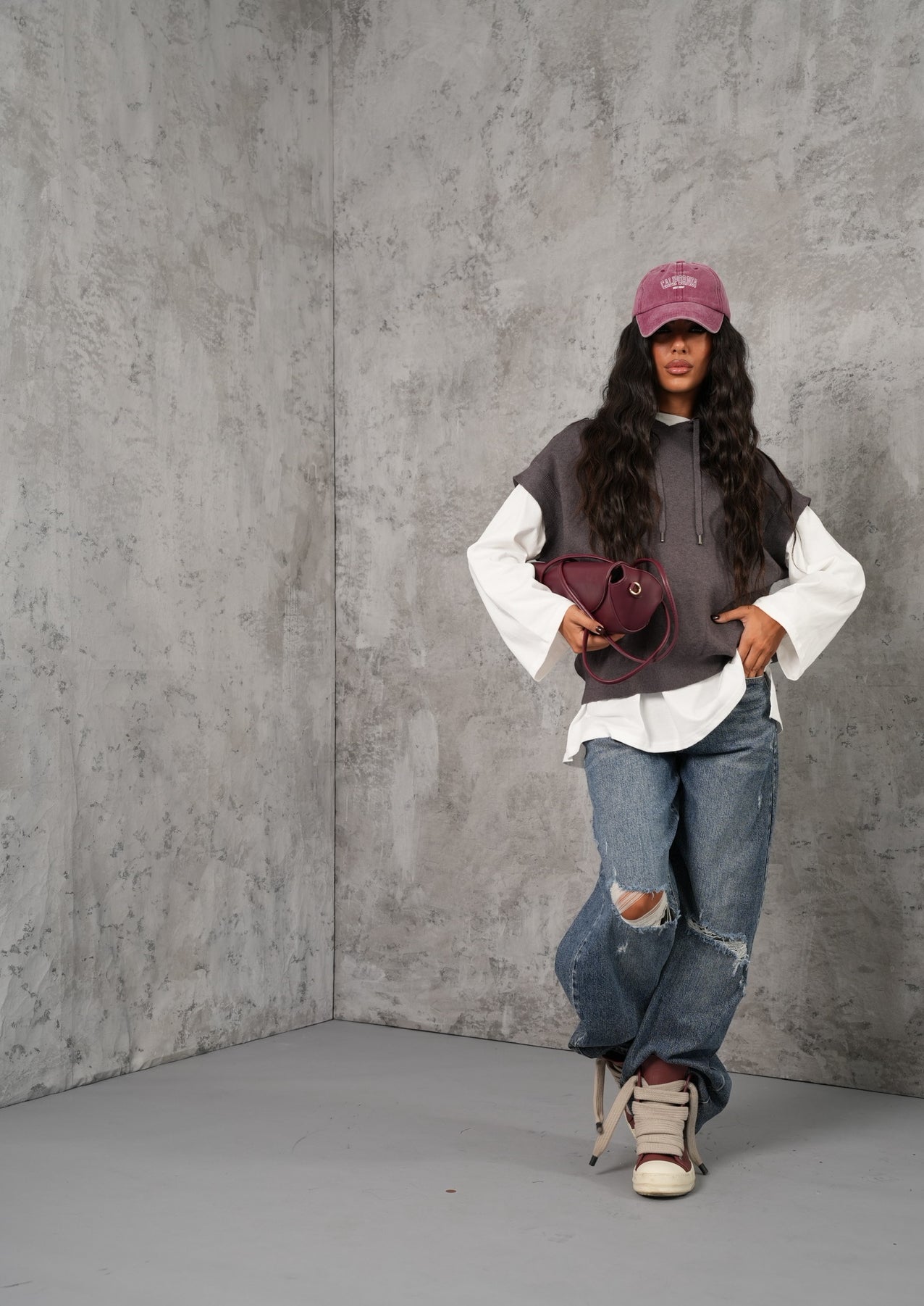 Gilet cappuccio Janine grigio