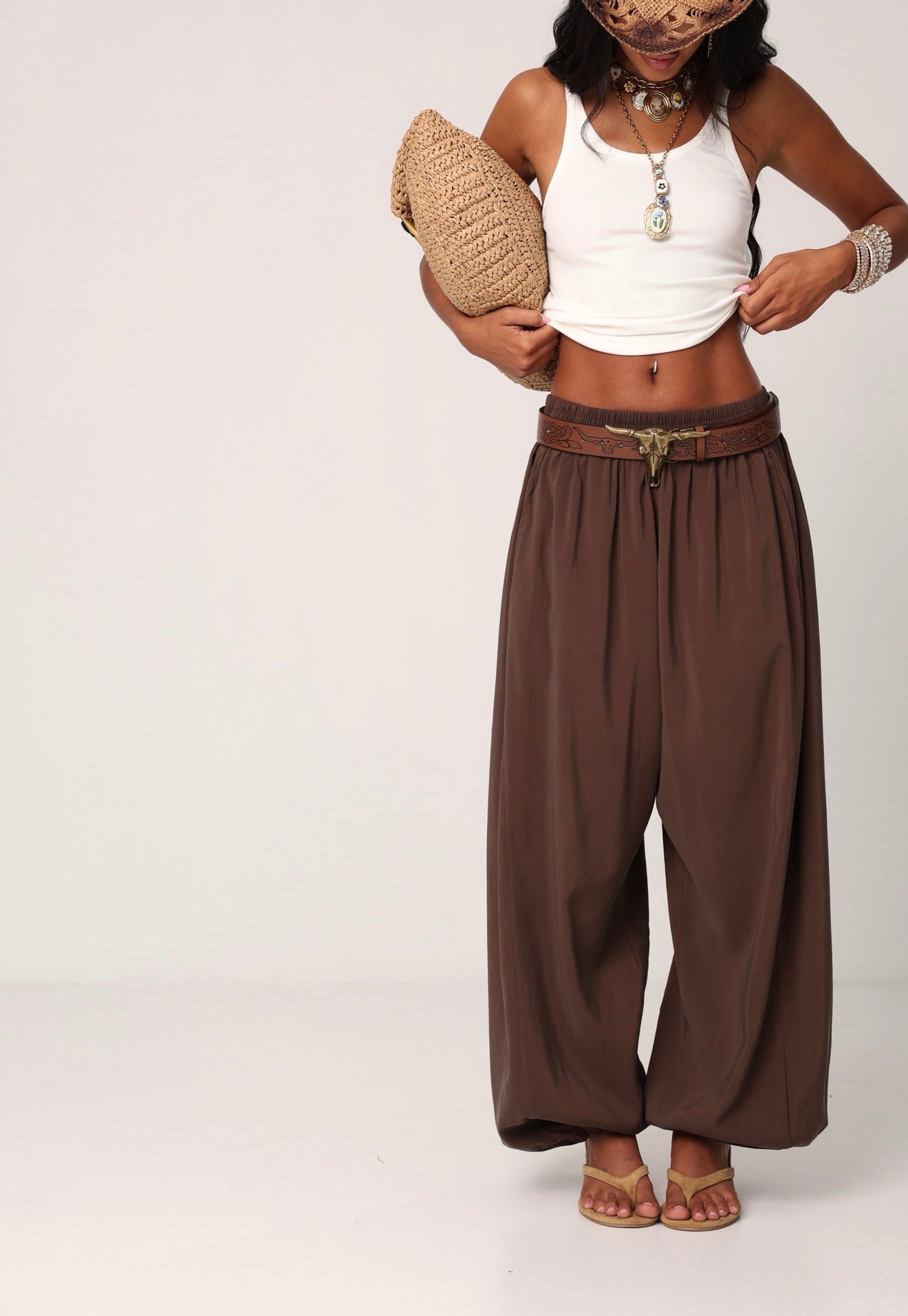 PANTALONI ALADDIN MARRONI