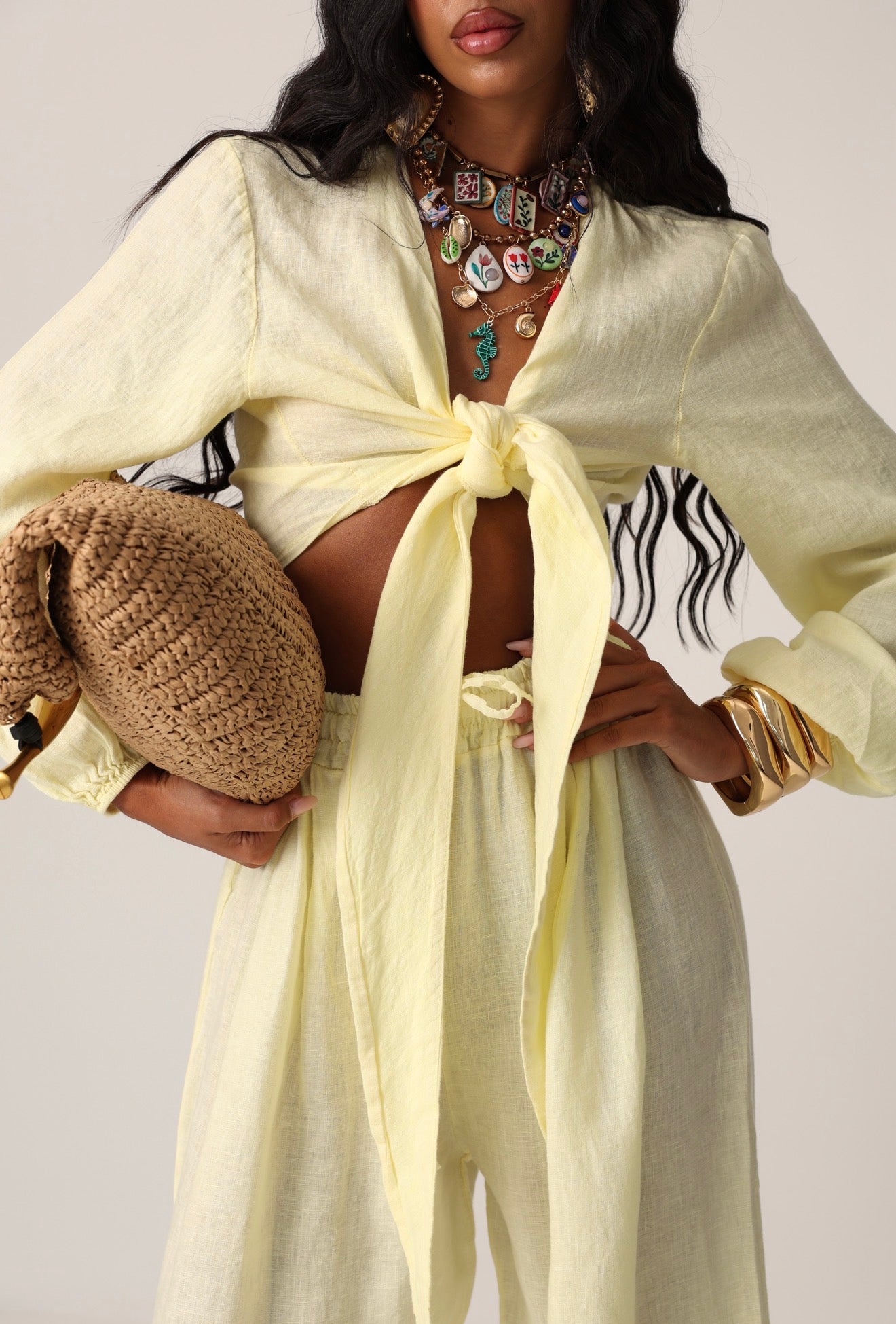 COORDINATO LALLY GIALLO 100% LINO
