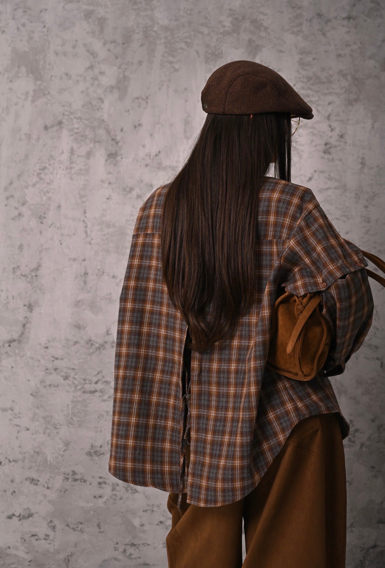 CAMICIA TARTAN DILETTA CAMEL/GRIGIA