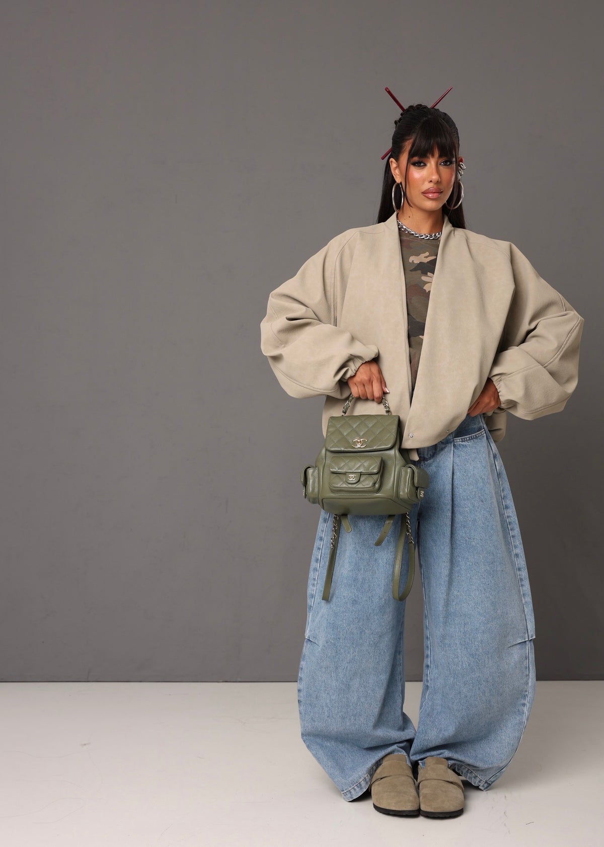 BOMBER ECOPELLE SCOLLO INCROCIATO ELARA BEIGE