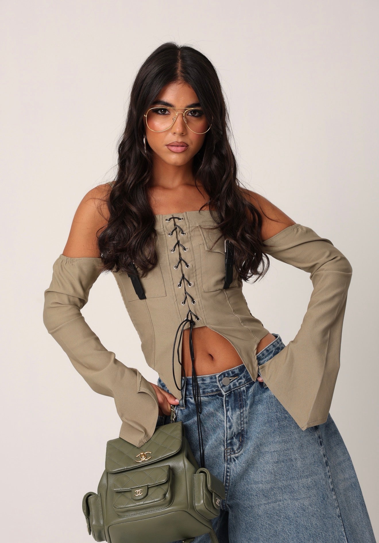 TOP STRINGHE ELDA VERDE