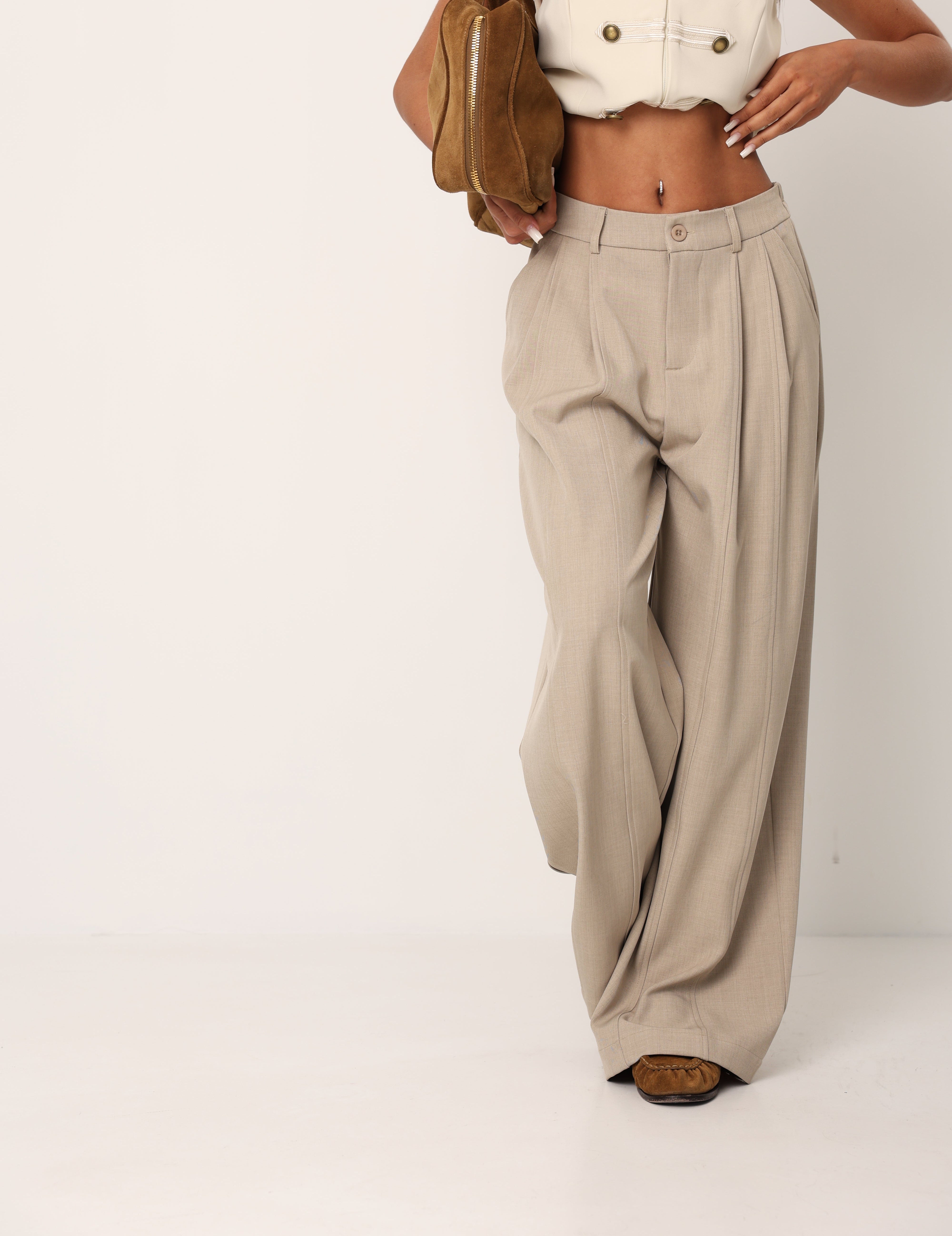 PANTALONI PALAZZO AROA BEIGE