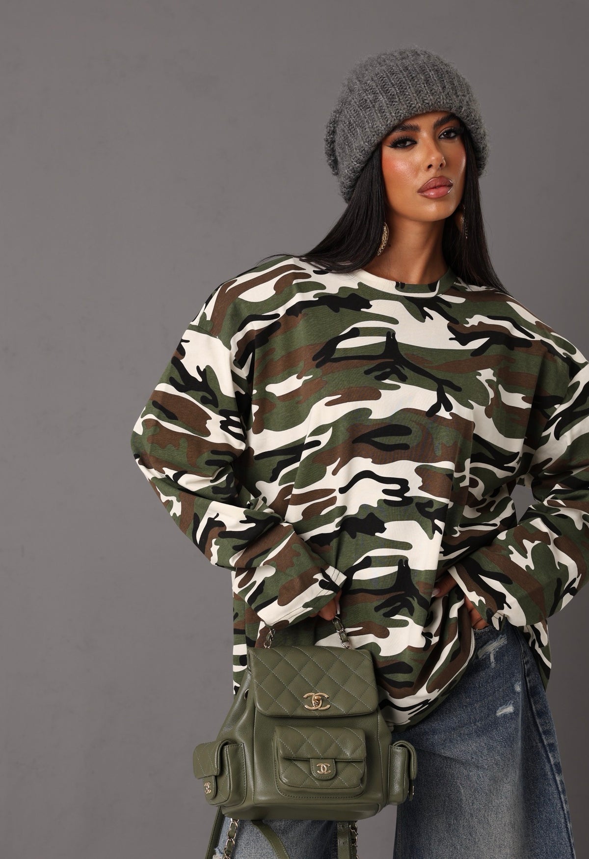MAGLIA SPALLINE CAMOUFLAGE LUNA VERDE