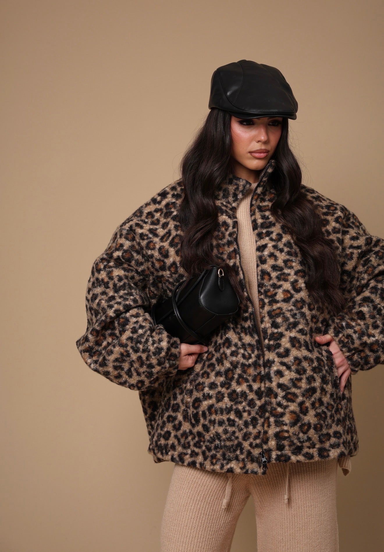 CAPPOTTINO MACULATO MAGDA BEIGE/NERO