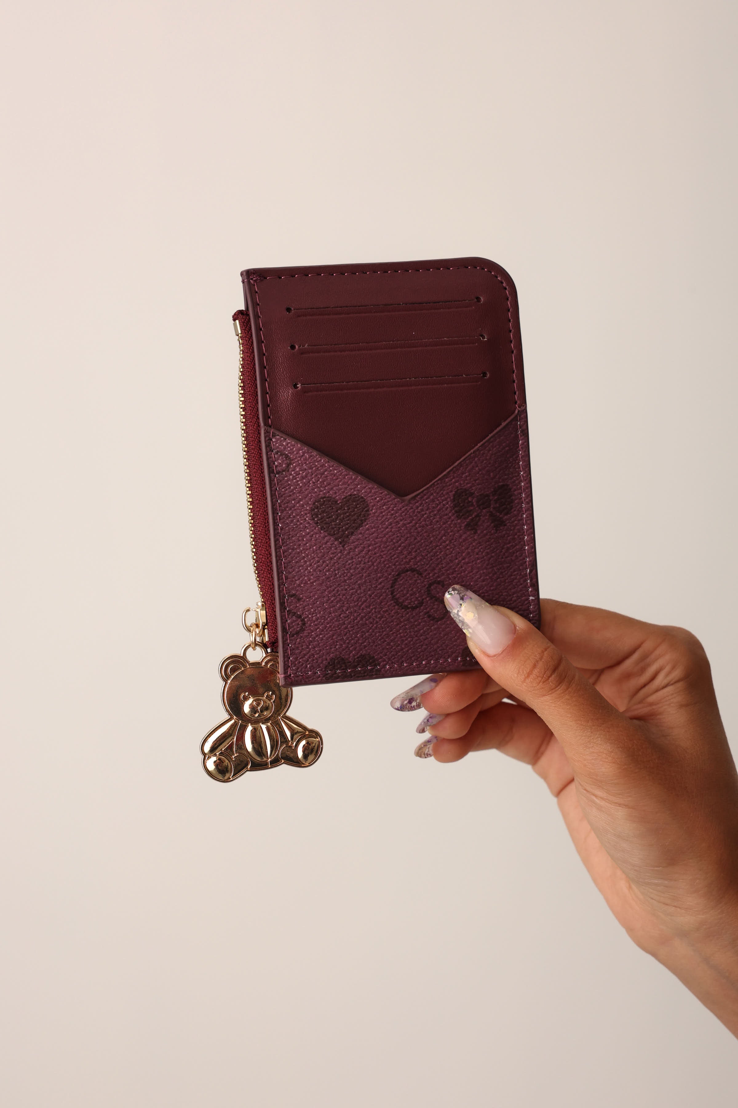 PORTACARTE BEAR BORDEAUX