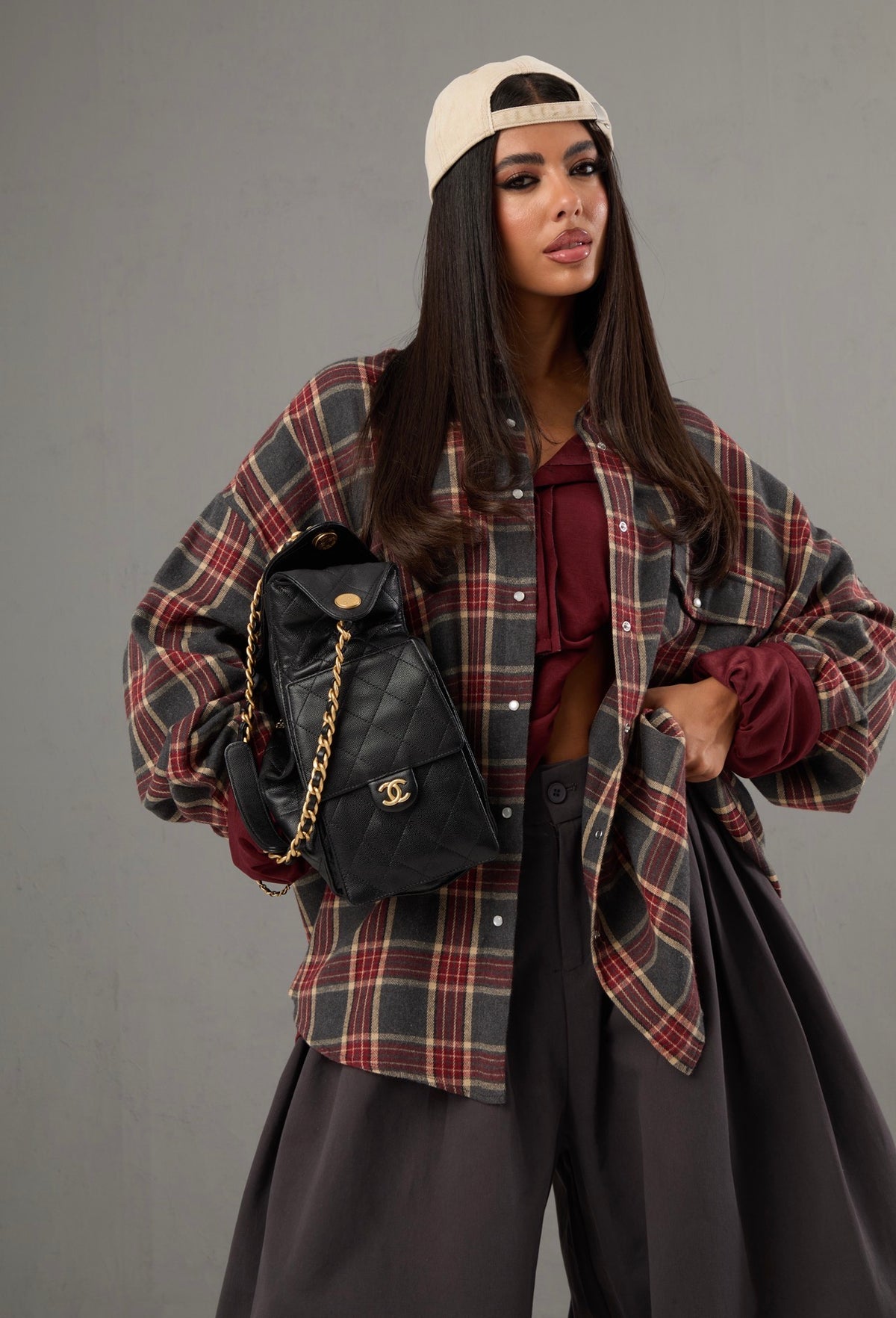 CAMICIA TARTAN BUCAREST GRIGIA/BORDEAUX