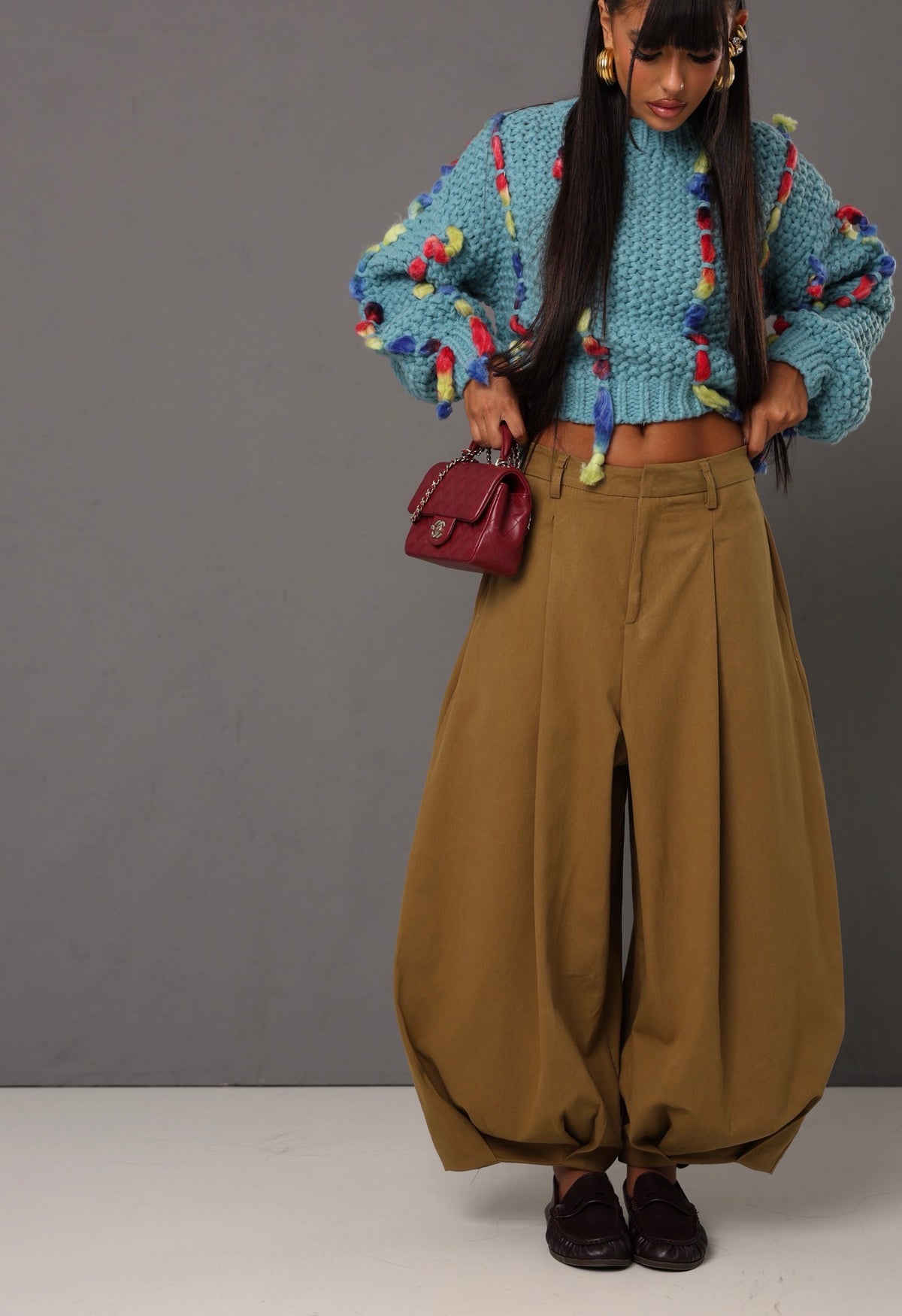 PANTALONI BALLOON PINCES MARIANNE KHAKI