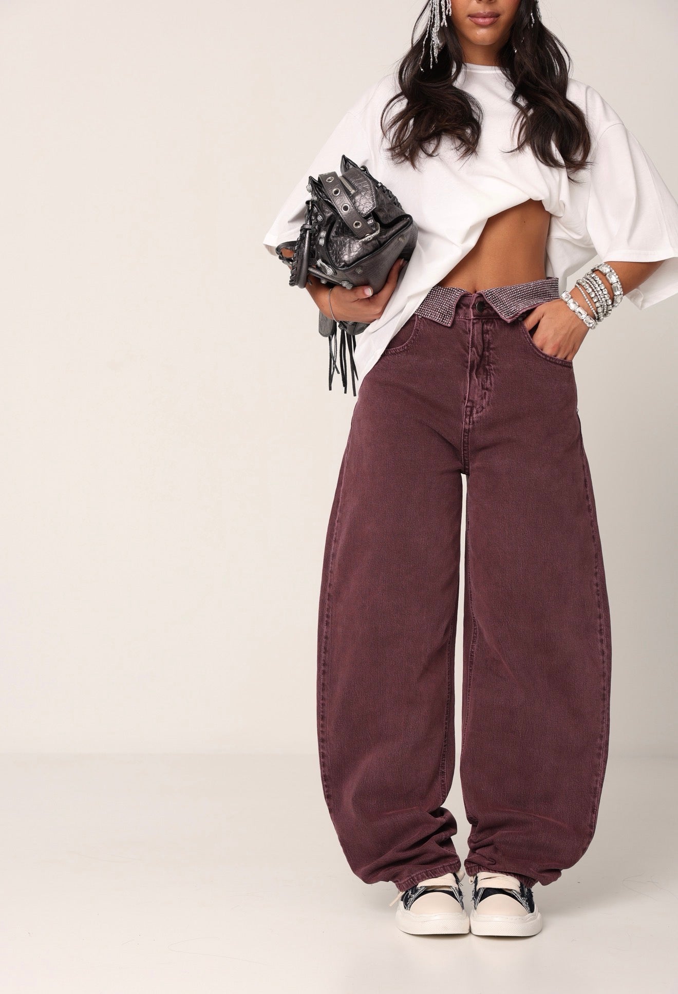 JEANS BUSTINO STRASS AMELIA BORDEAUX