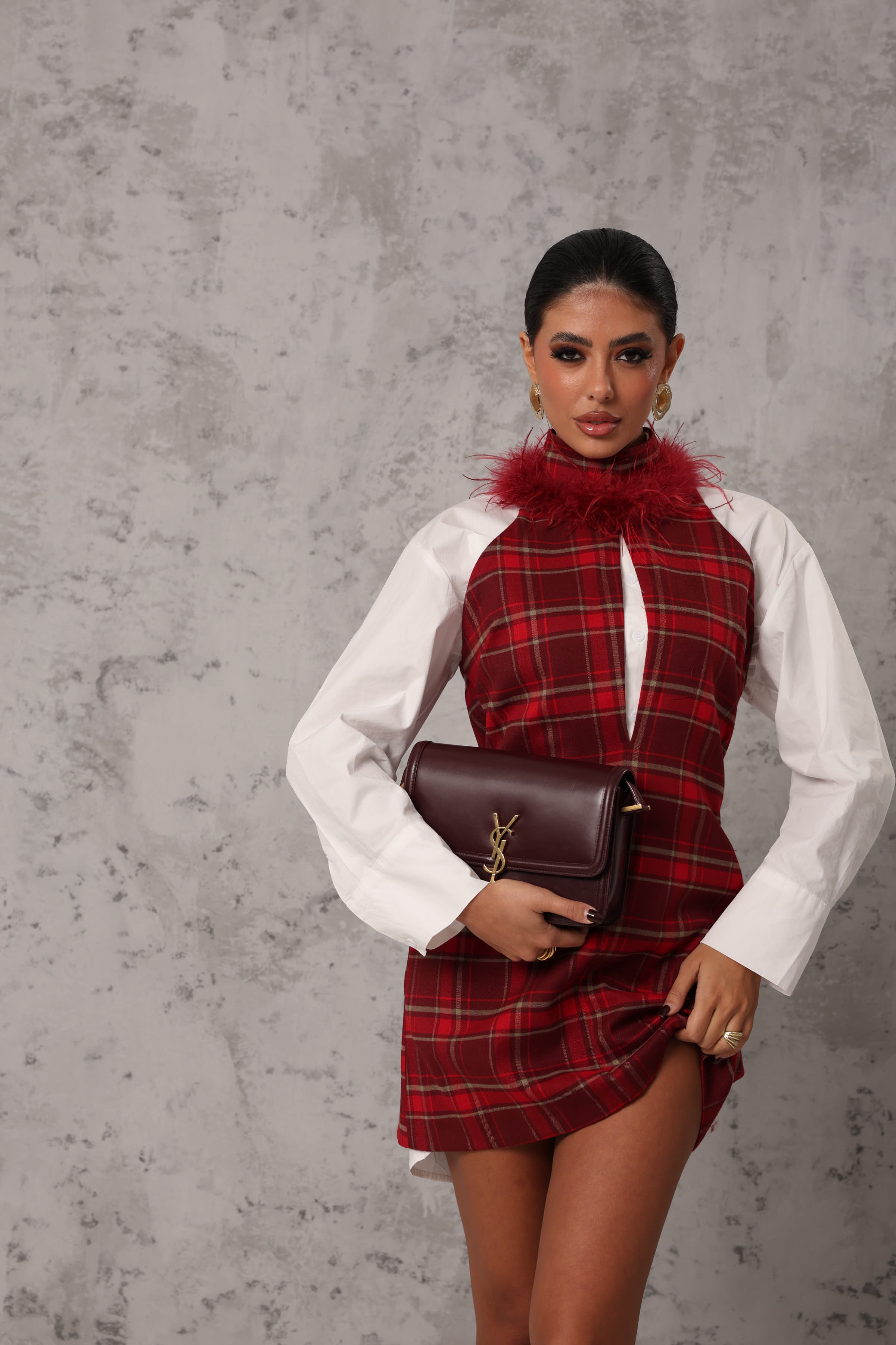 VESTITO SCOZZESE PLUMAS ROSSO BY LUMINA