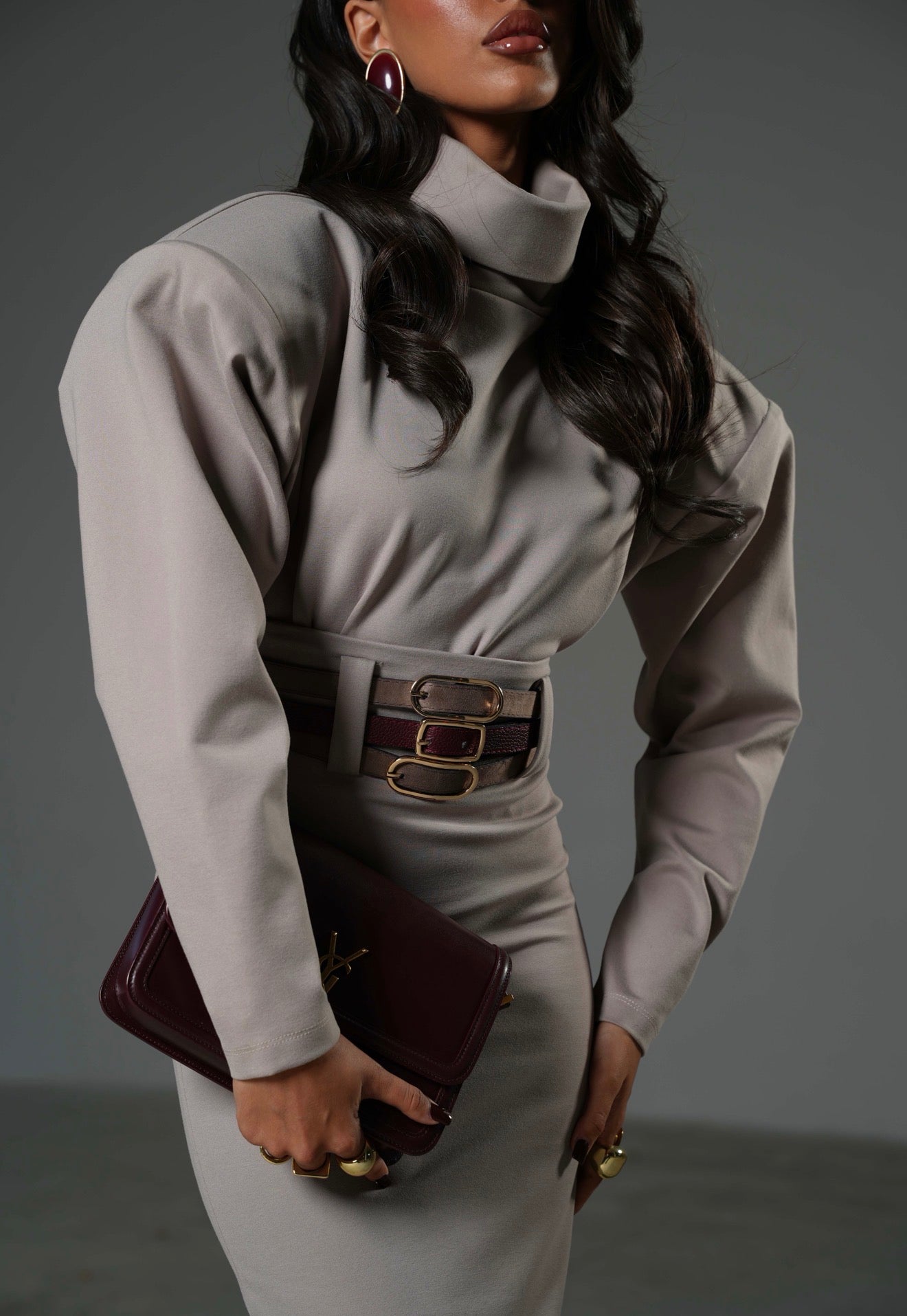 MAGLIA SPALLINE BARDOT TORTORA BY MARZIA MANGO