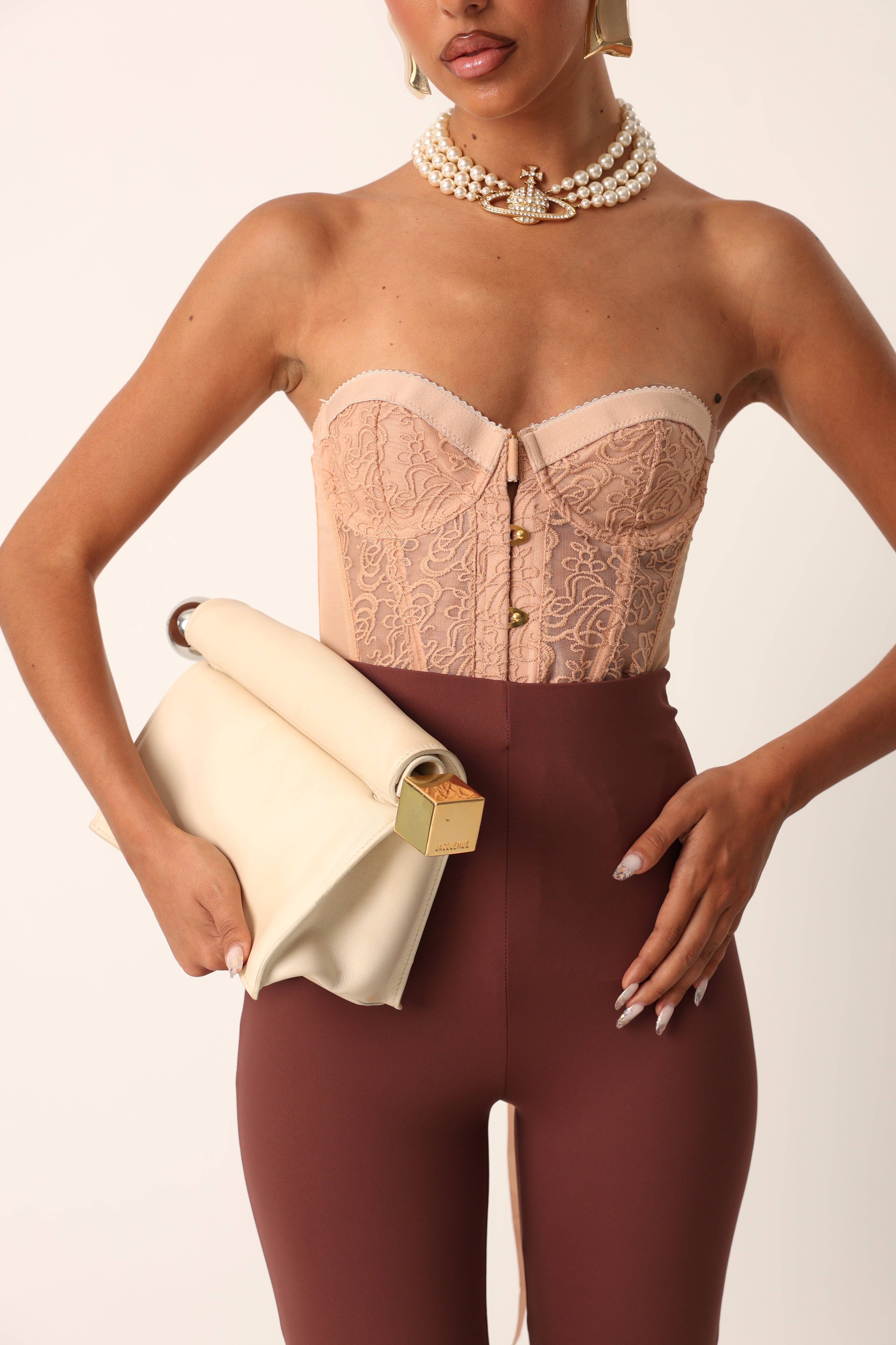 CORSETTO PIZZO CECILY ROSA ANTICO