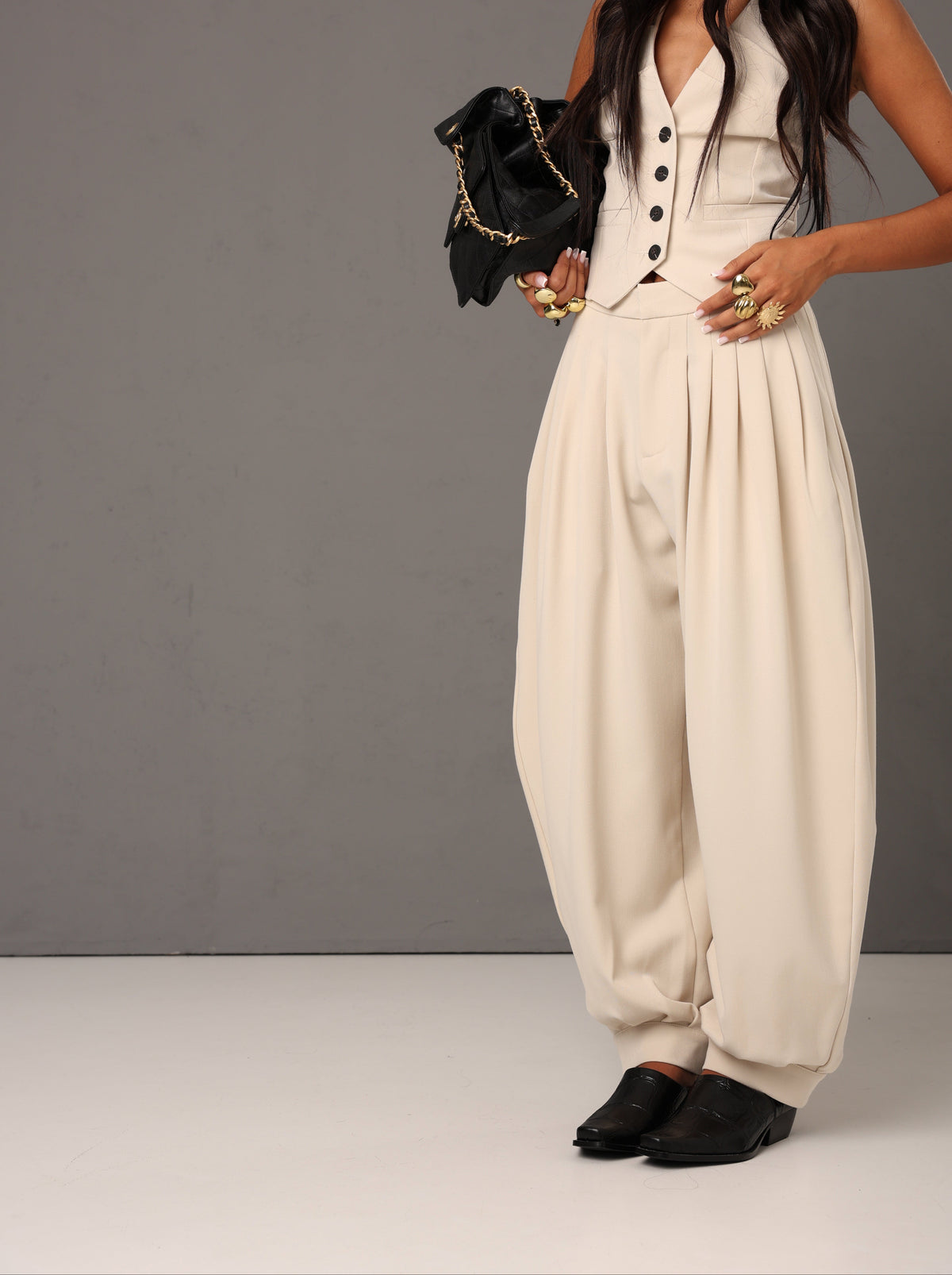 PANTALONI PINCES CASTEL BEIGE BY LUMINA