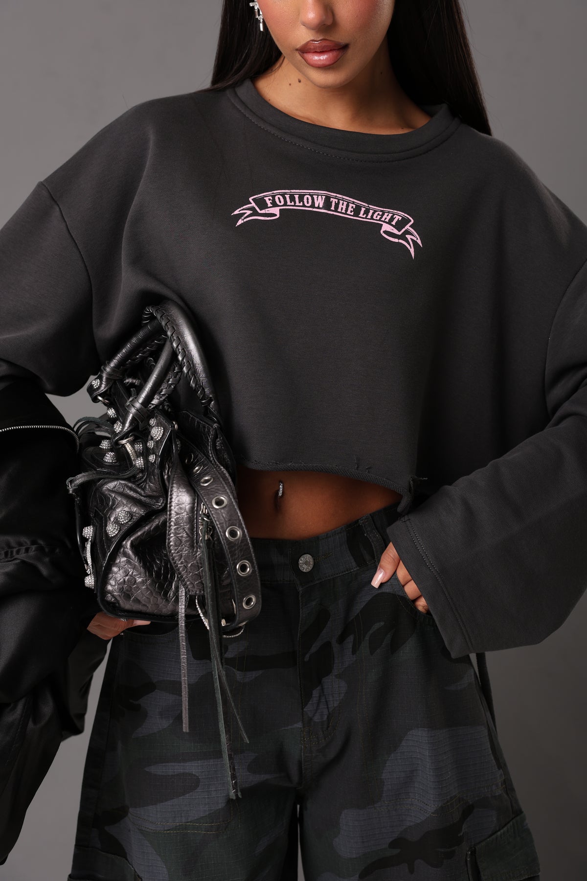FELPINA CROPP FOLLOW THE LIGHT GRIGIA ANTRACITE