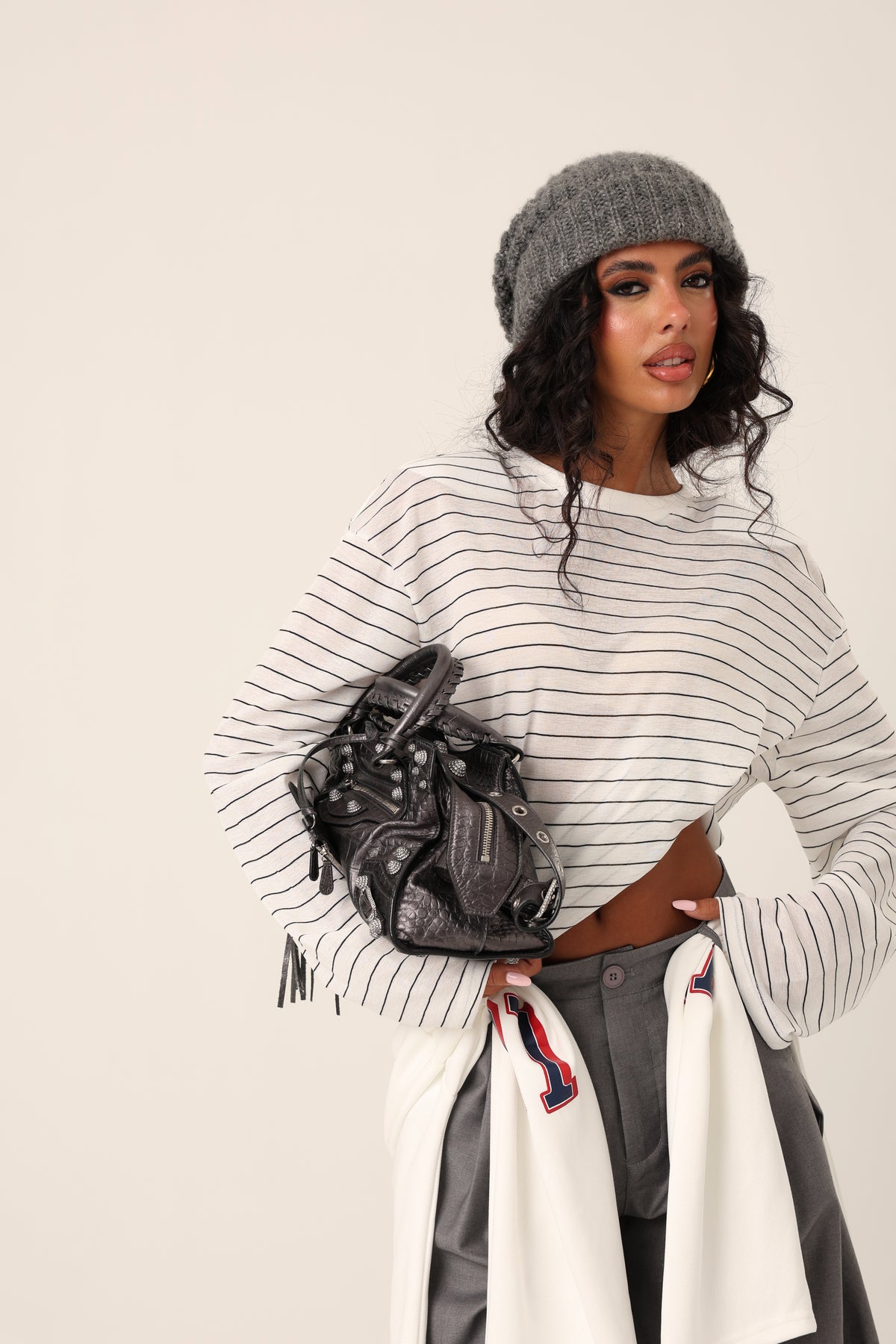 MAGLIA RIGHE JOIA BIANCA 100% COTONE
