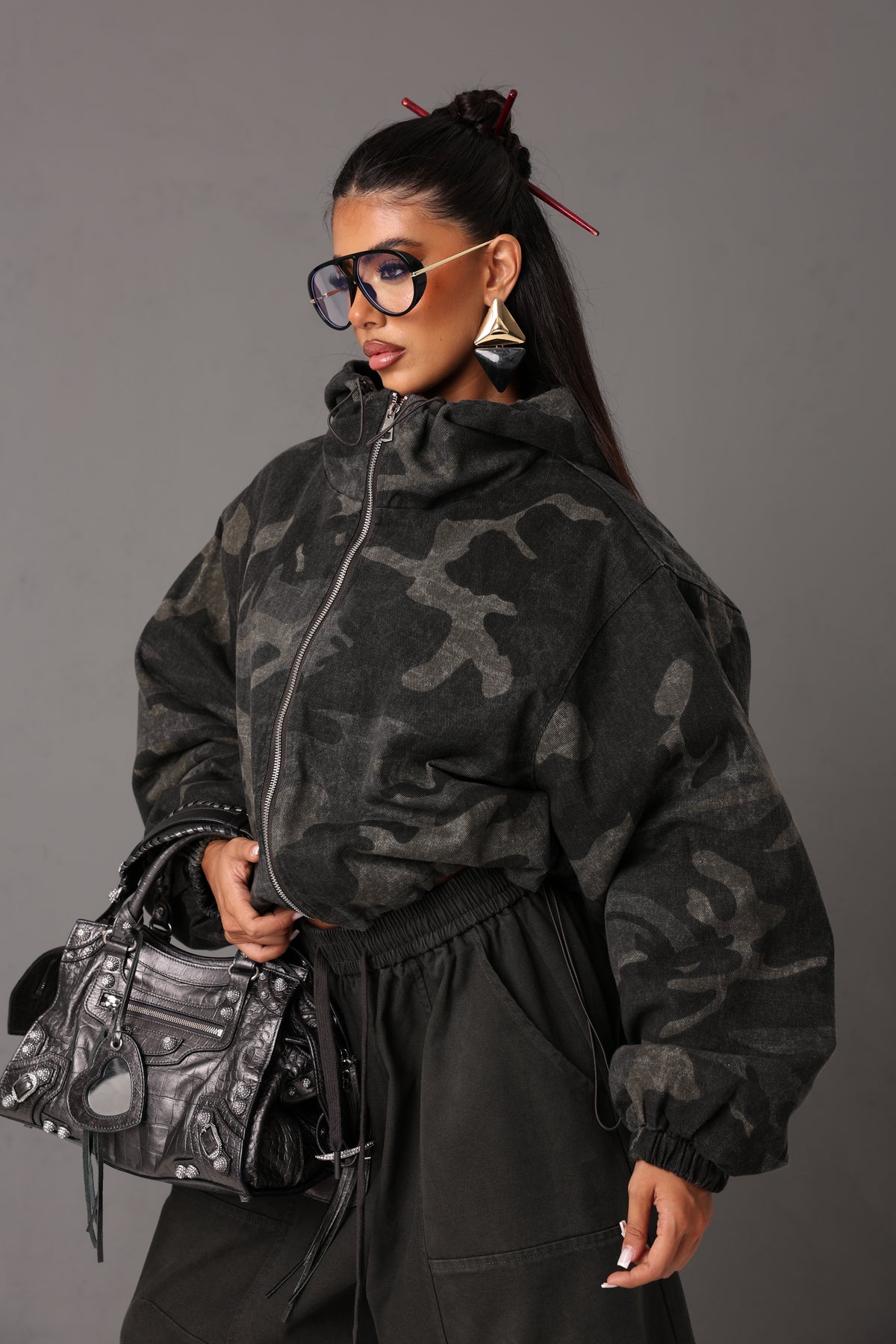 GIUBBOTTO AZALEA CAMOUFLAGE GRIGIO