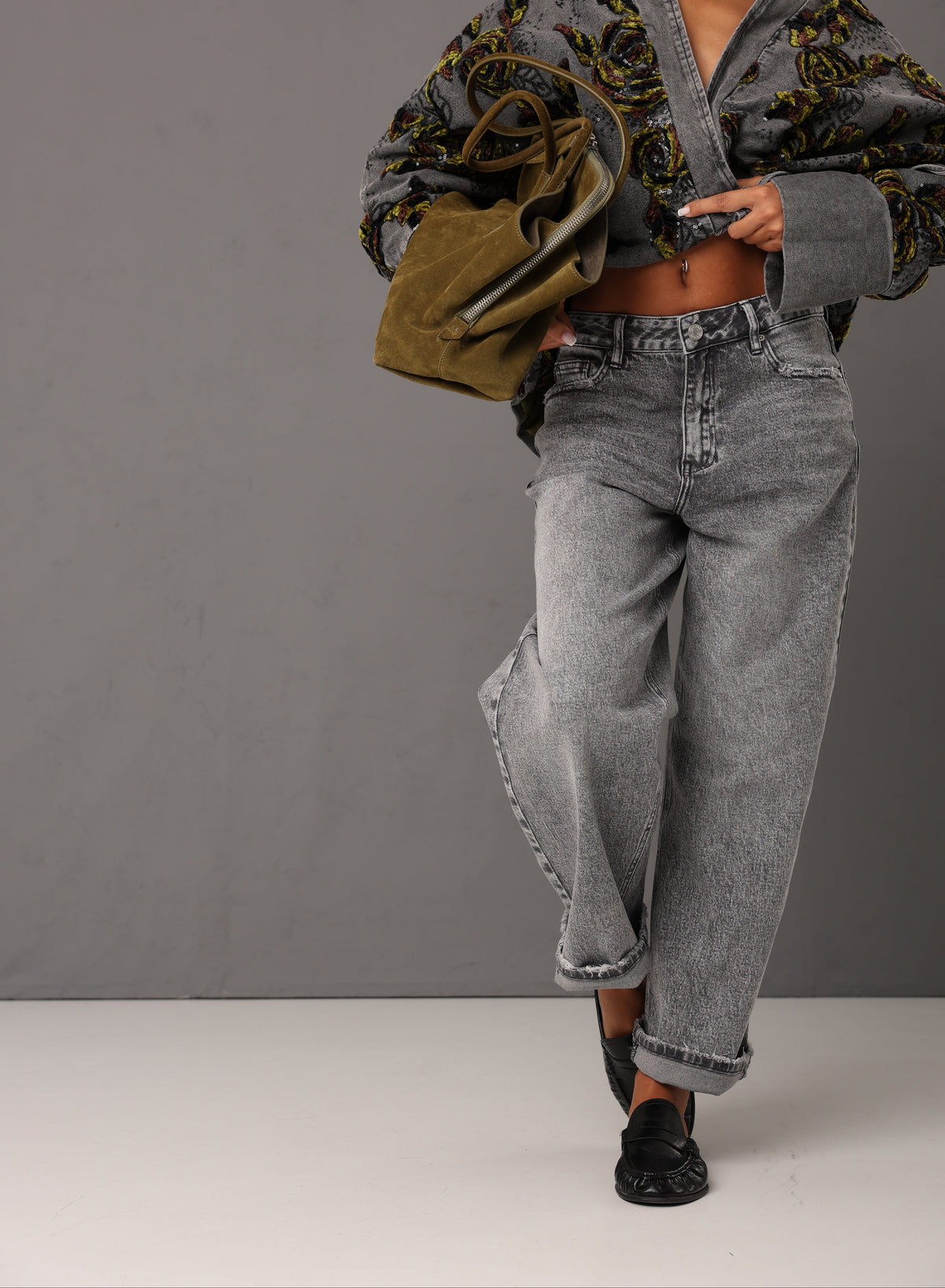 JEANS BALLOON QUEEN DENIM GRIGIO
